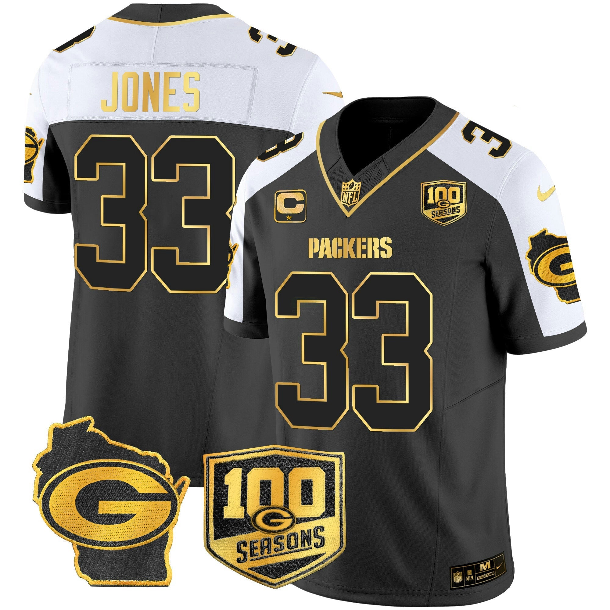 Camisa NFL Men’s 100th Season & Home Patch Dourada Vapor Limited Jersey