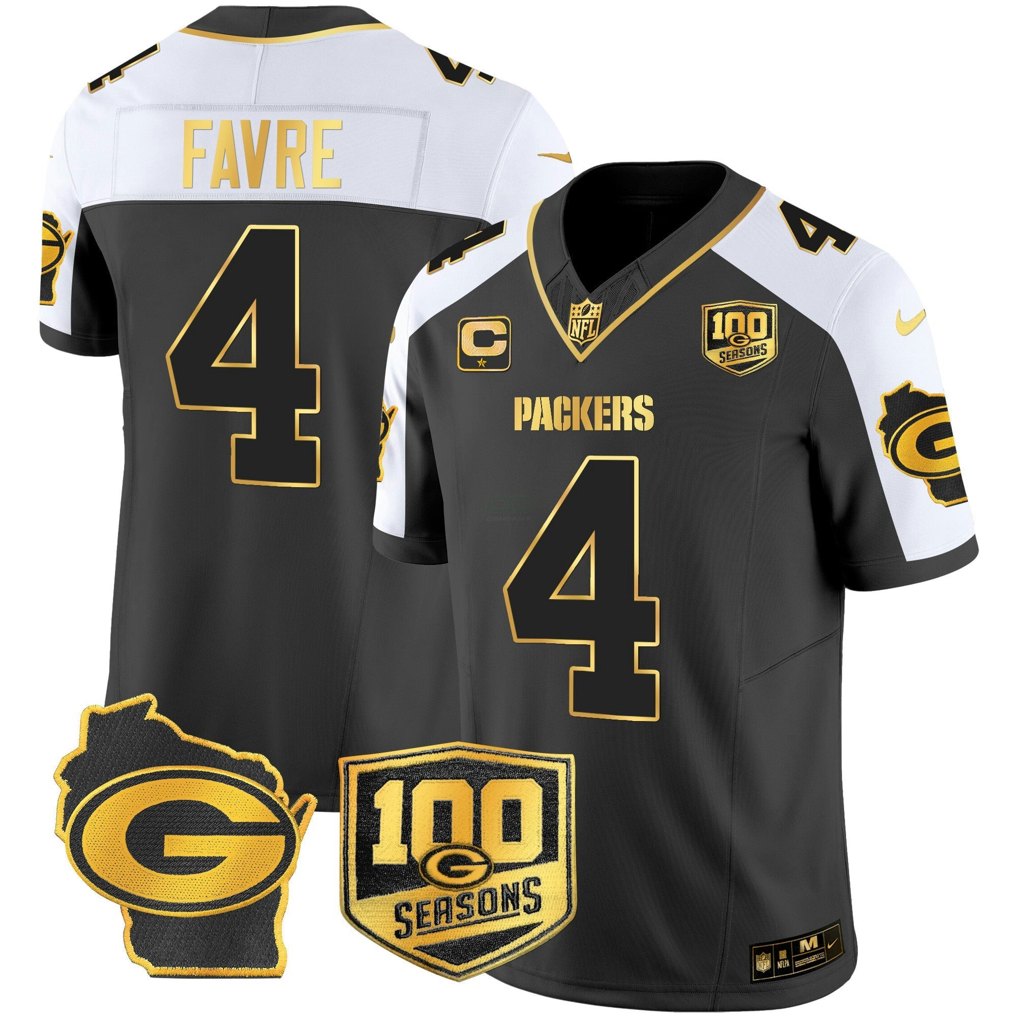 Camisa NFL Men’s 100th Season & Home Patch Dourada Vapor Limited Jersey