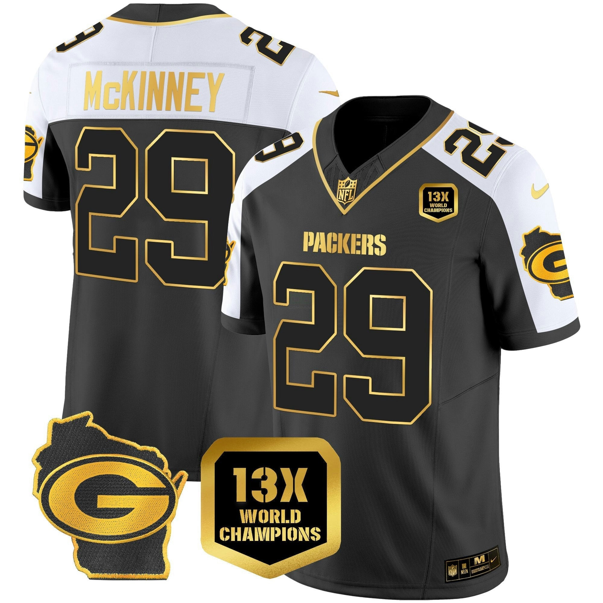 Camisa NFL Men’s 13 Time World Champions & Home Patch Dourada Vapor Jersey