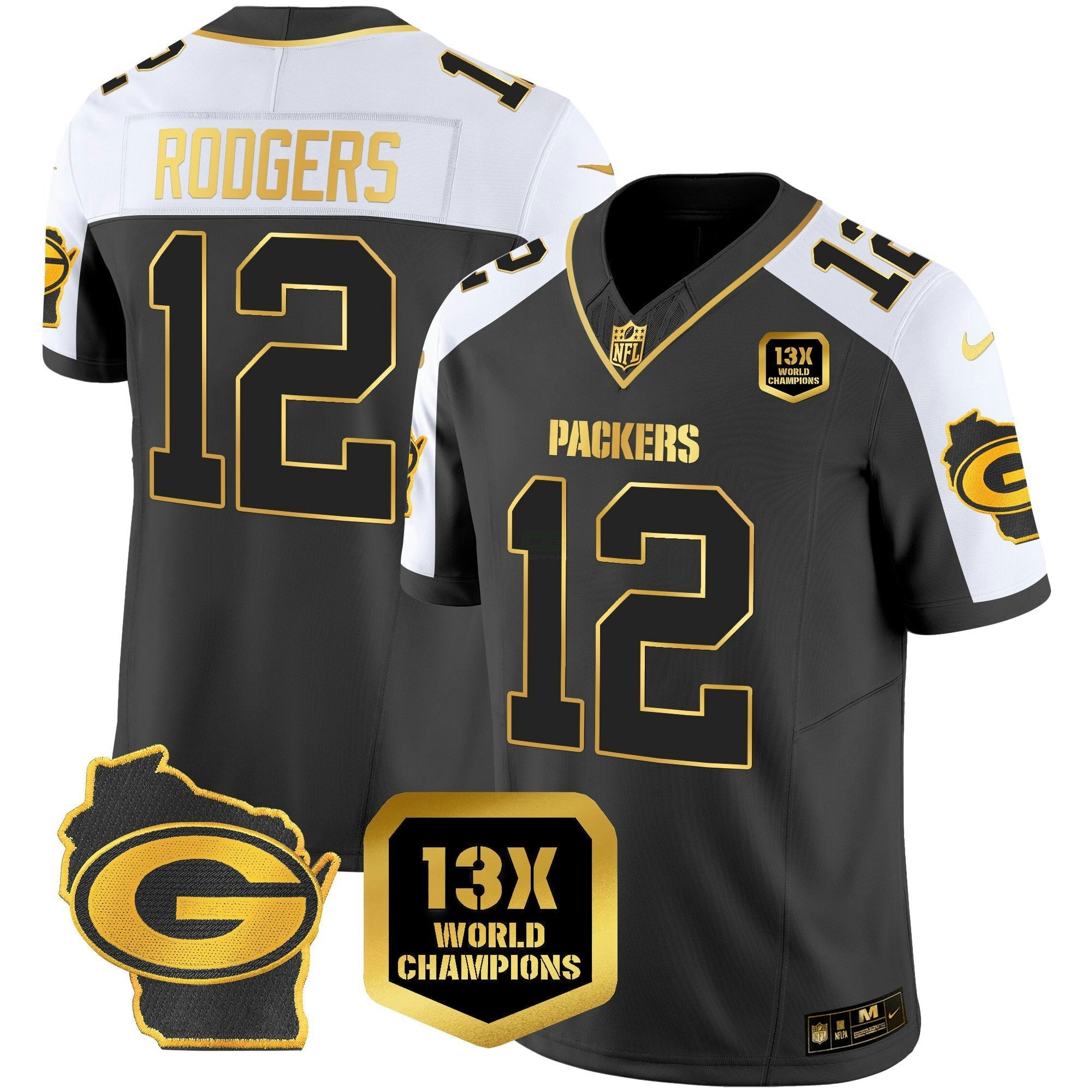 Camisa NFL Men’s 13 Time World Champions & Home Patch Dourada Vapor Jersey