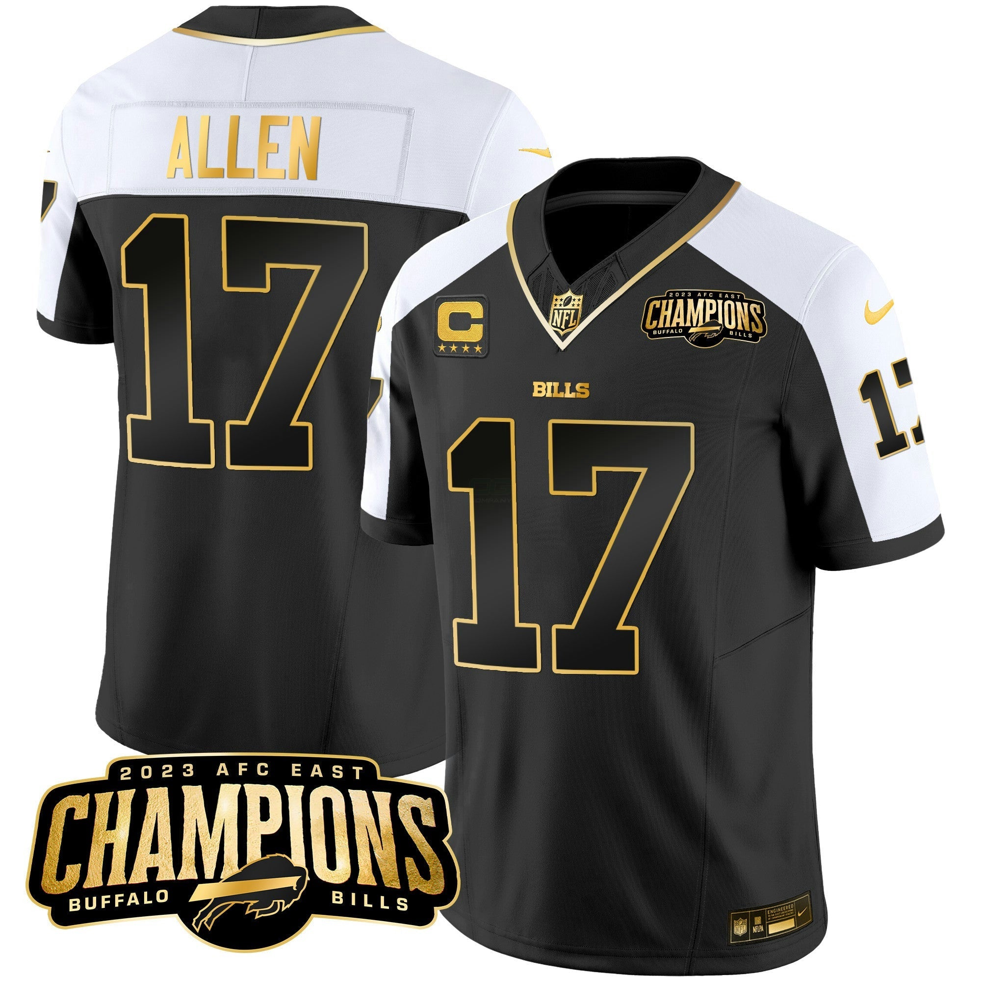 Camisa NFL Men’s 2023 AFC East Champions Patch Dourada Vapor Jersey