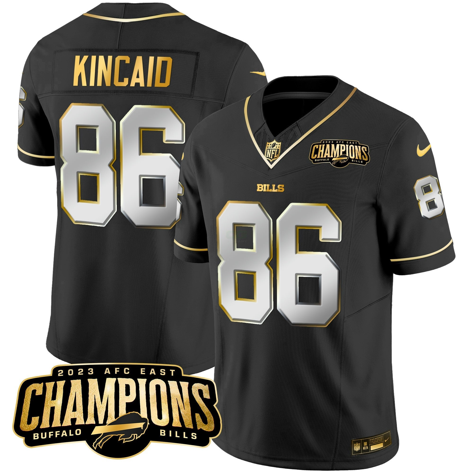 Camisa NFL Men’s 2023 AFC East Champions Patch Dourada Vapor Jersey