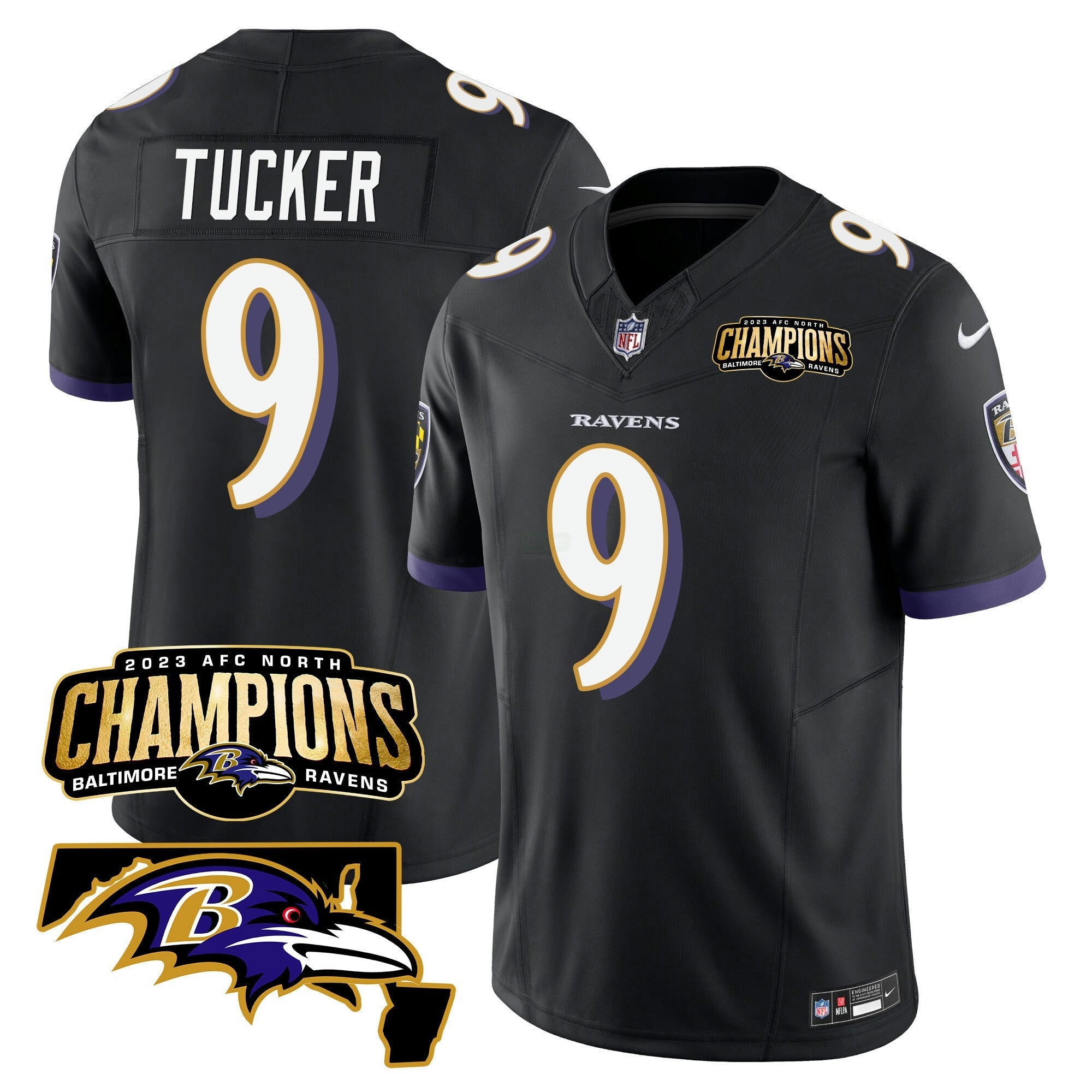 Camisa NFL Men’s 2023 AFC North Champions & Maryland Patch Vapor Jersey