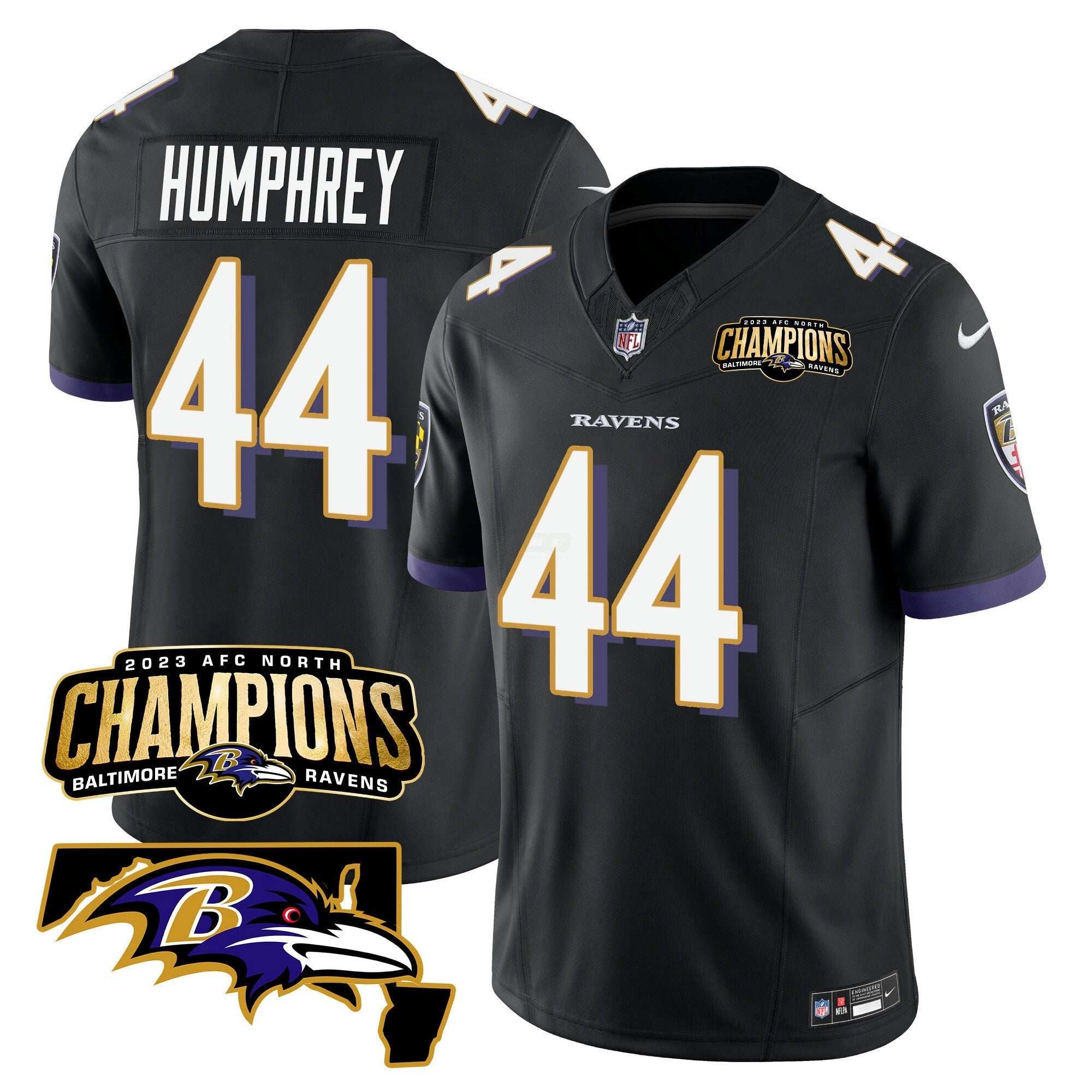 Camisa NFL Men’s 2023 AFC North Champions & Maryland Patch Vapor Jersey