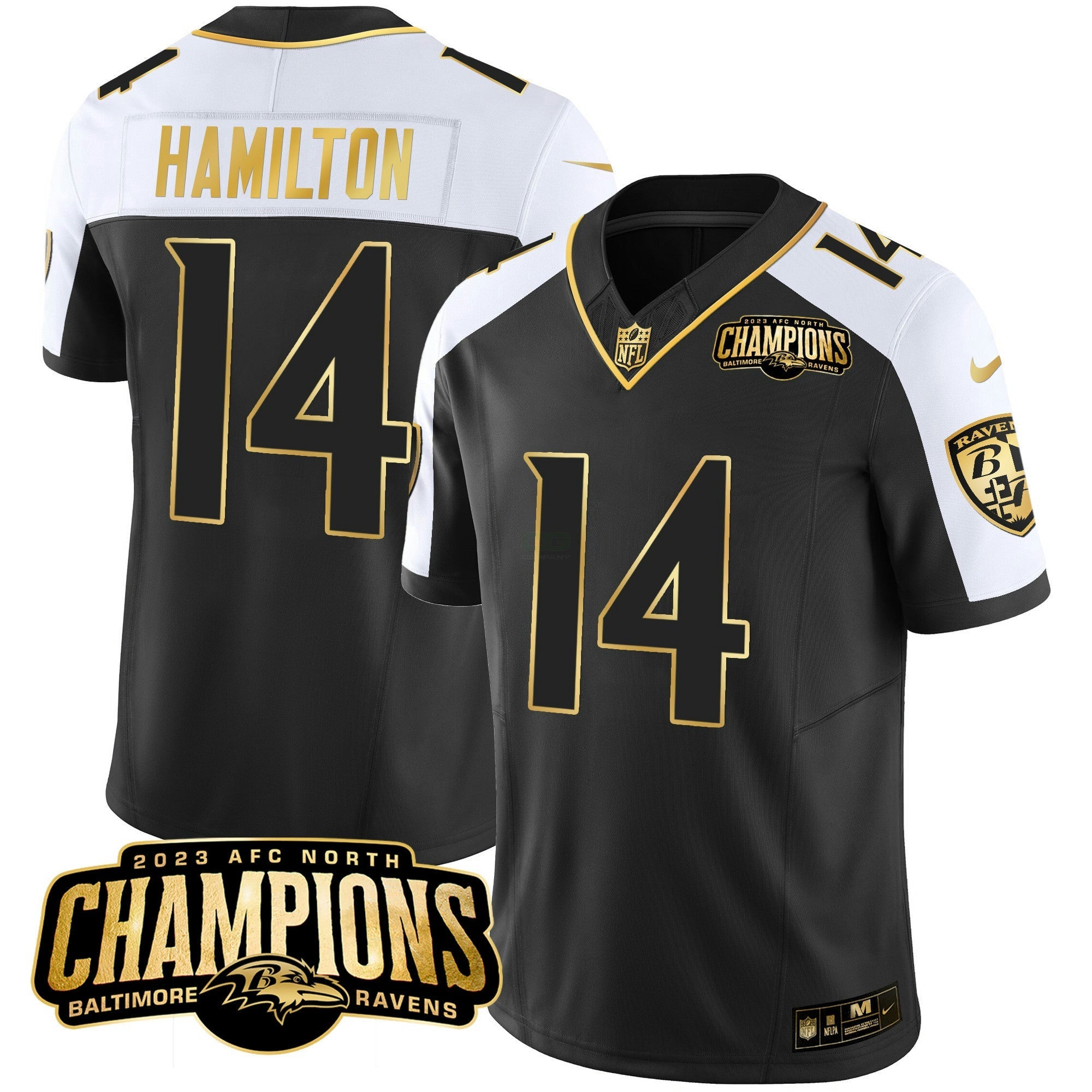 Camisa NFL Men’s 2023 AFC North Champions Patch Dourada Vapor Jersey