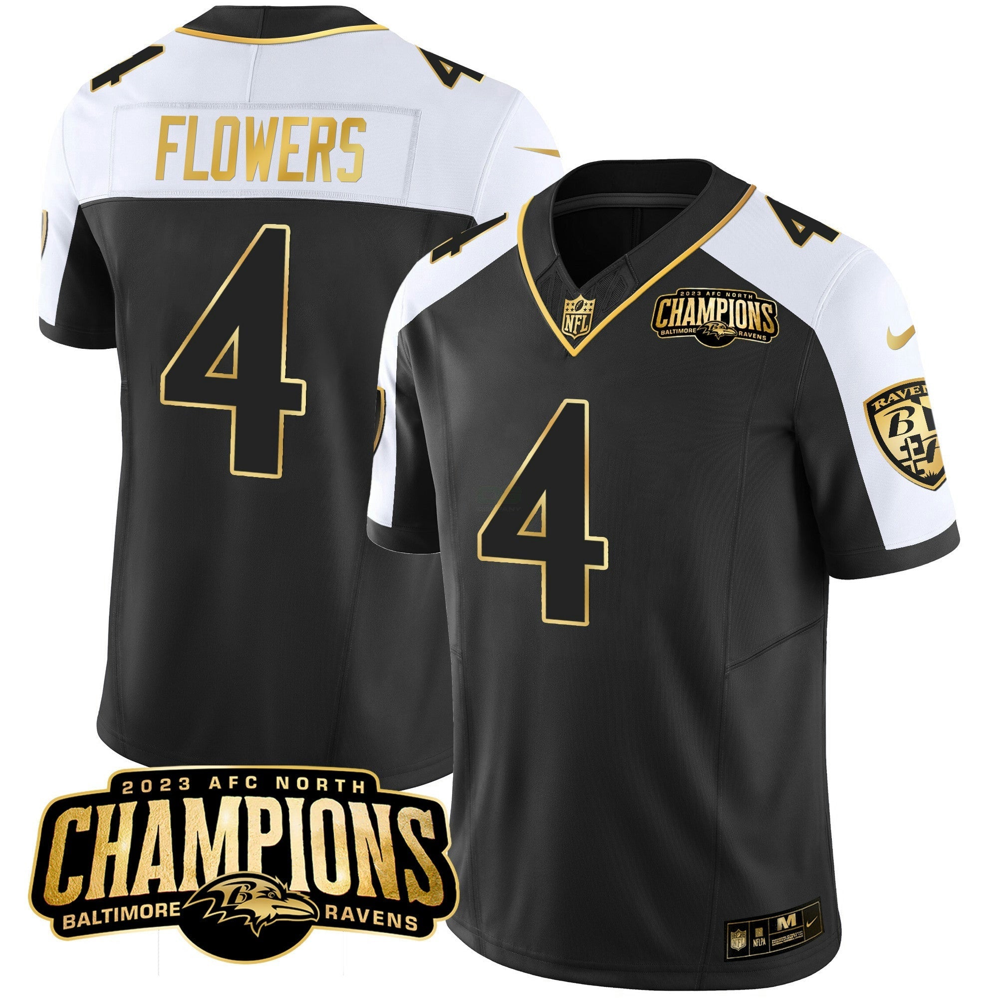 Camisa NFL Men’s 2023 AFC North Champions Patch Dourada Vapor Jersey