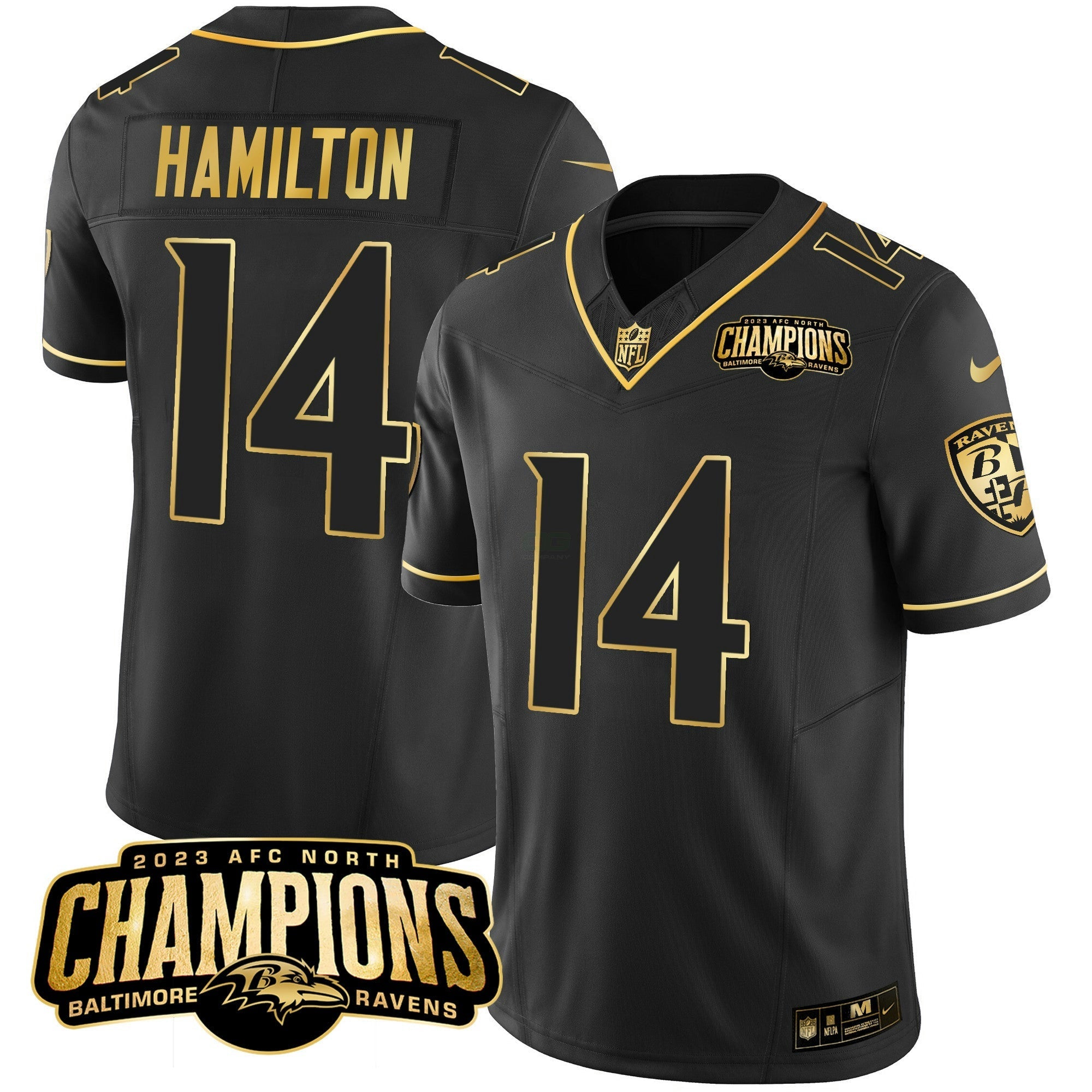Camisa NFL Men’s 2023 AFC North Champions Patch Dourada Vapor Jersey