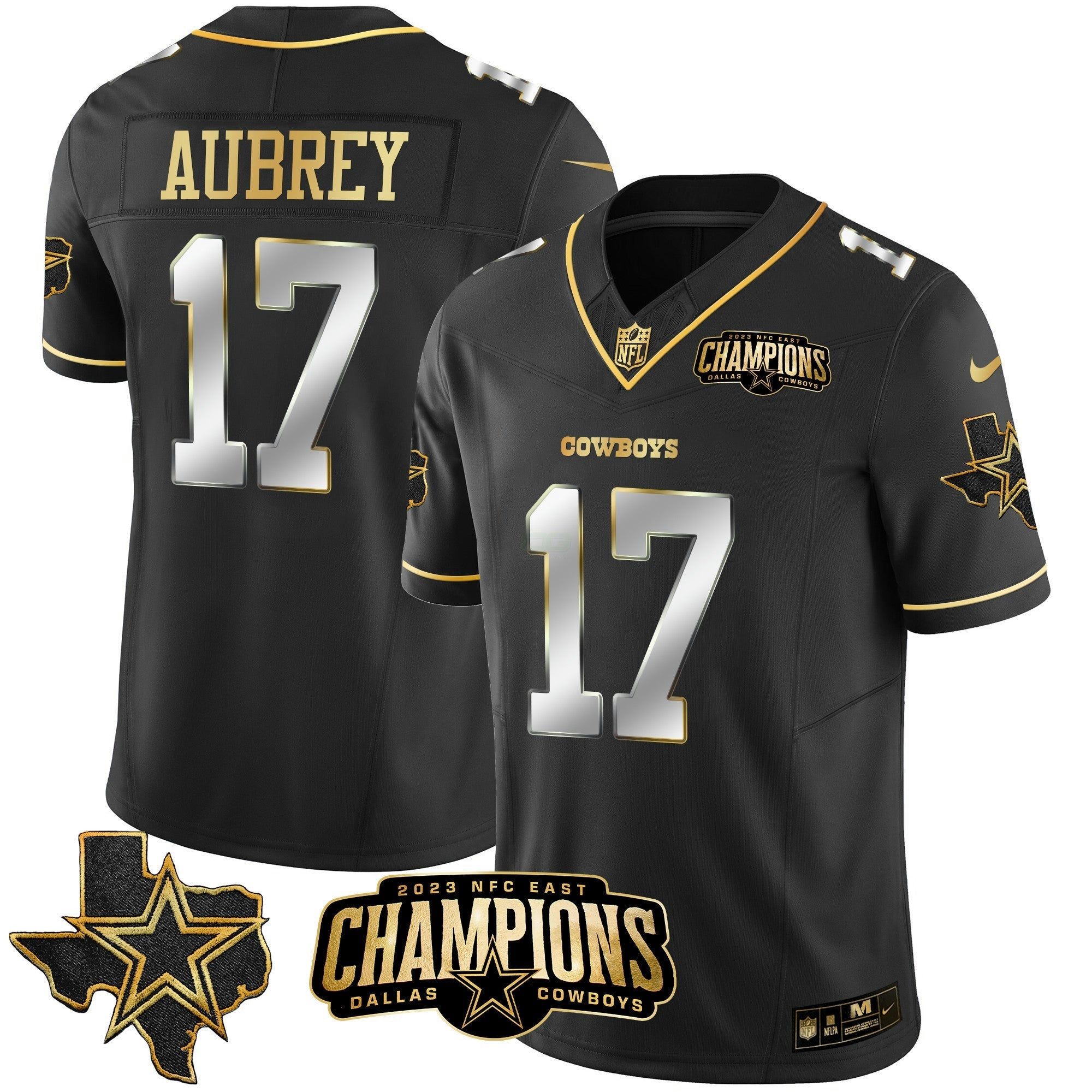Camisa NFL Men’s 2023 NFC East Champions Patch Dourada Vapor Jersey