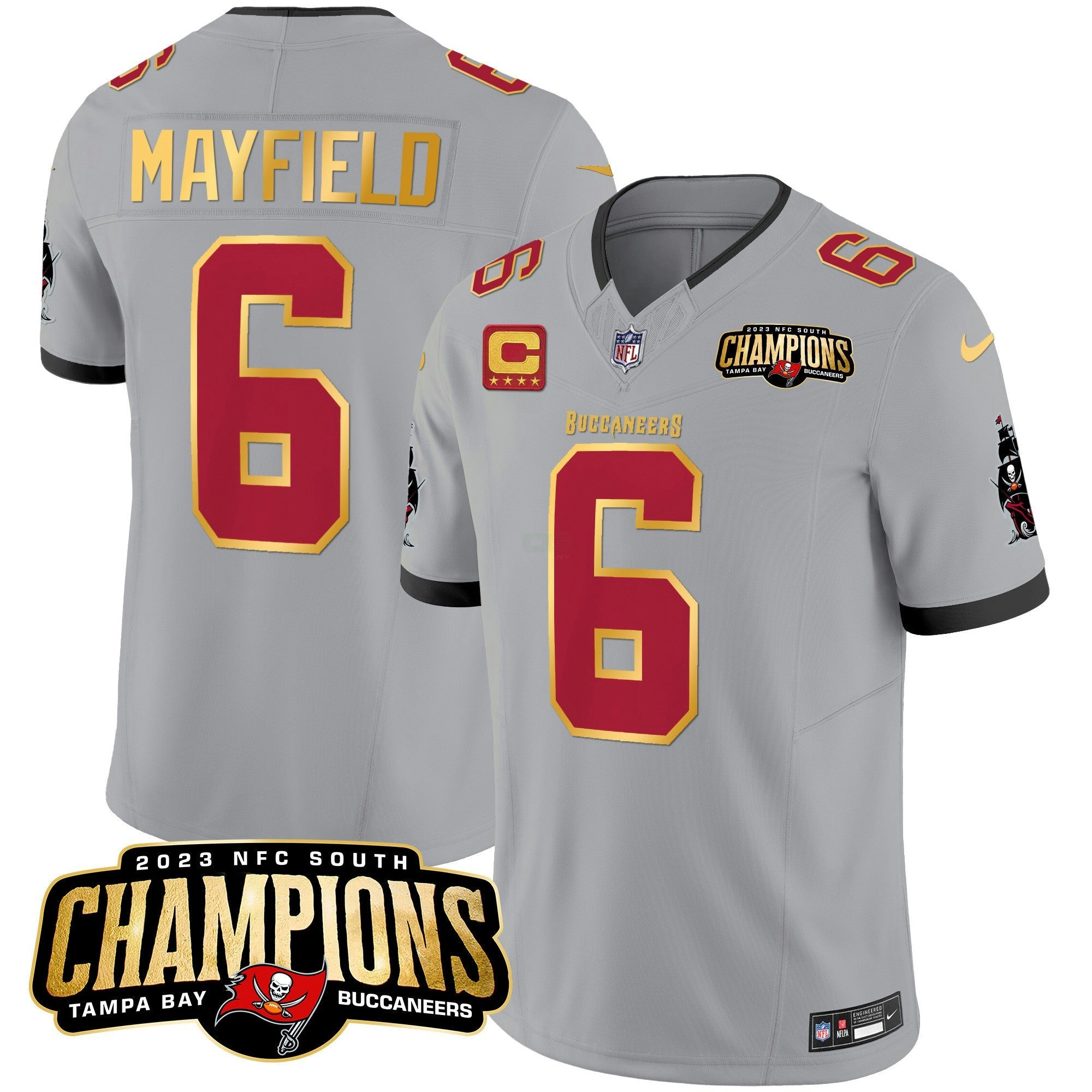 Camisa NFL Men’s 2023 NFC South Champions Patch Dourada Trim Vapor Jersey