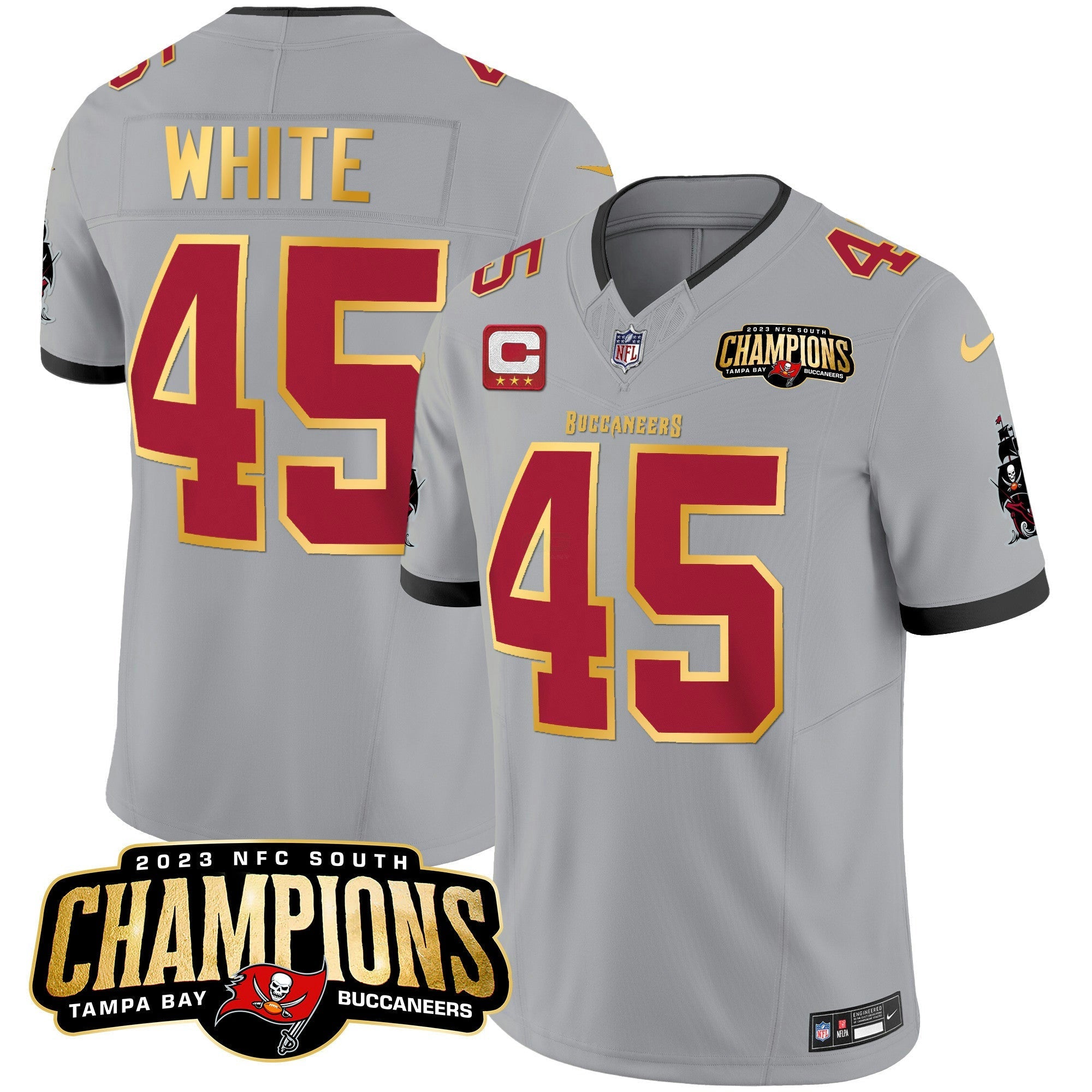 Camisa NFL Men’s 2023 NFC South Champions Patch Dourada Trim Vapor Jersey