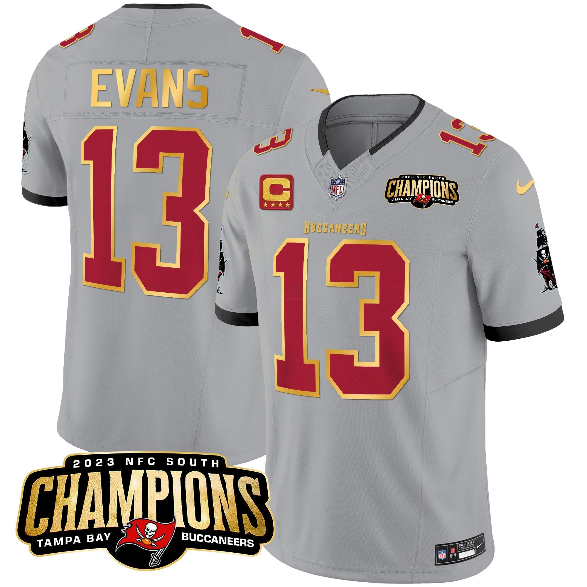 Camisa NFL Men’s 2023 NFC South Champions Patch Dourada Trim Vapor Jersey