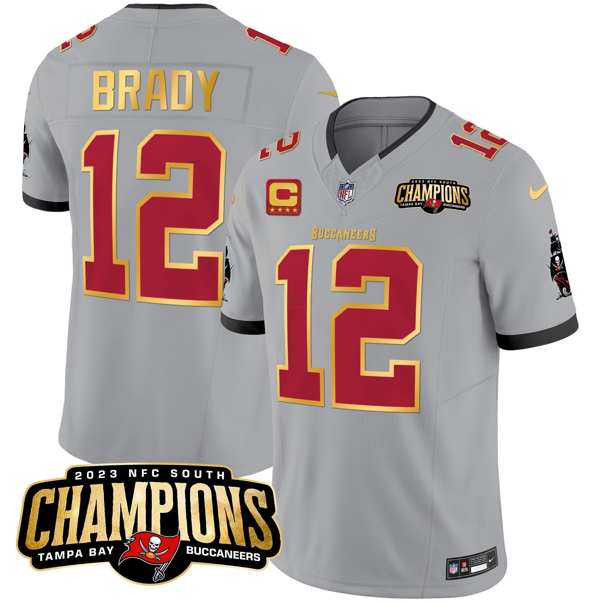 Camisa NFL Men’s 2023 NFC South Champions Patch Dourada Trim Vapor Jersey