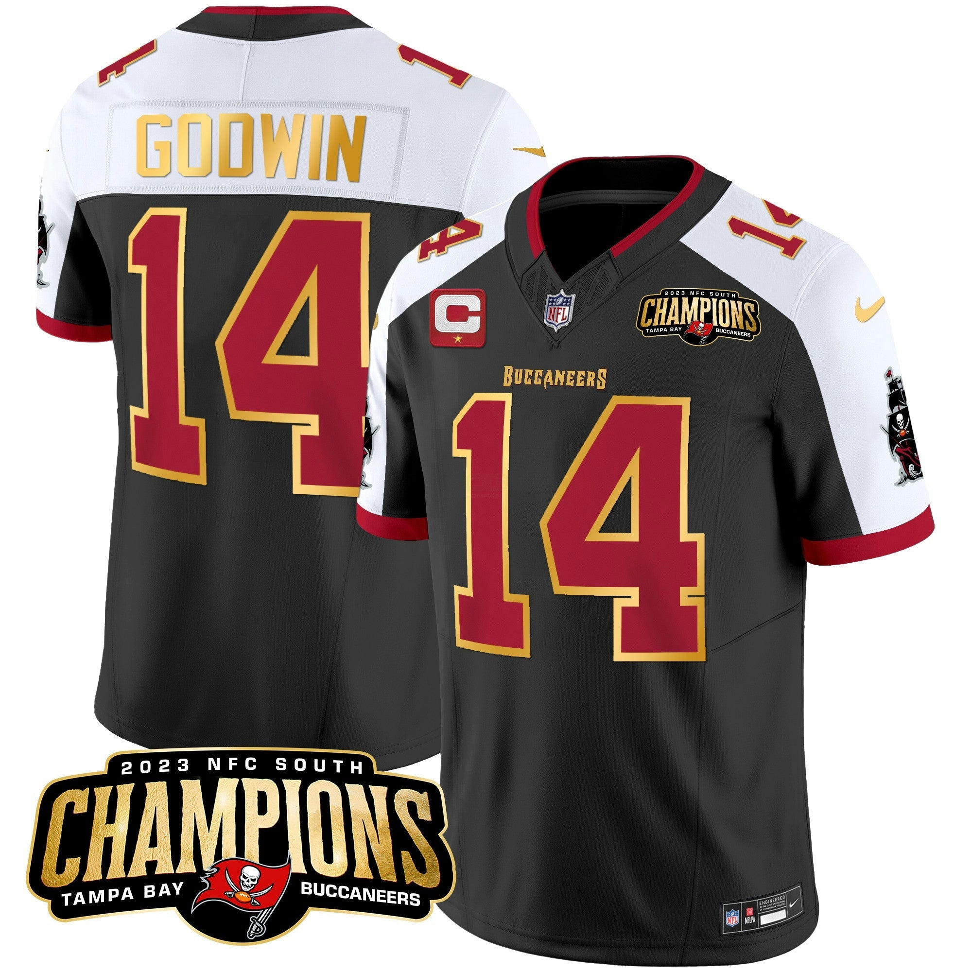 Camisa NFL Men’s 2023 NFC South Champions Patch Dourada Trim Vapor Jersey