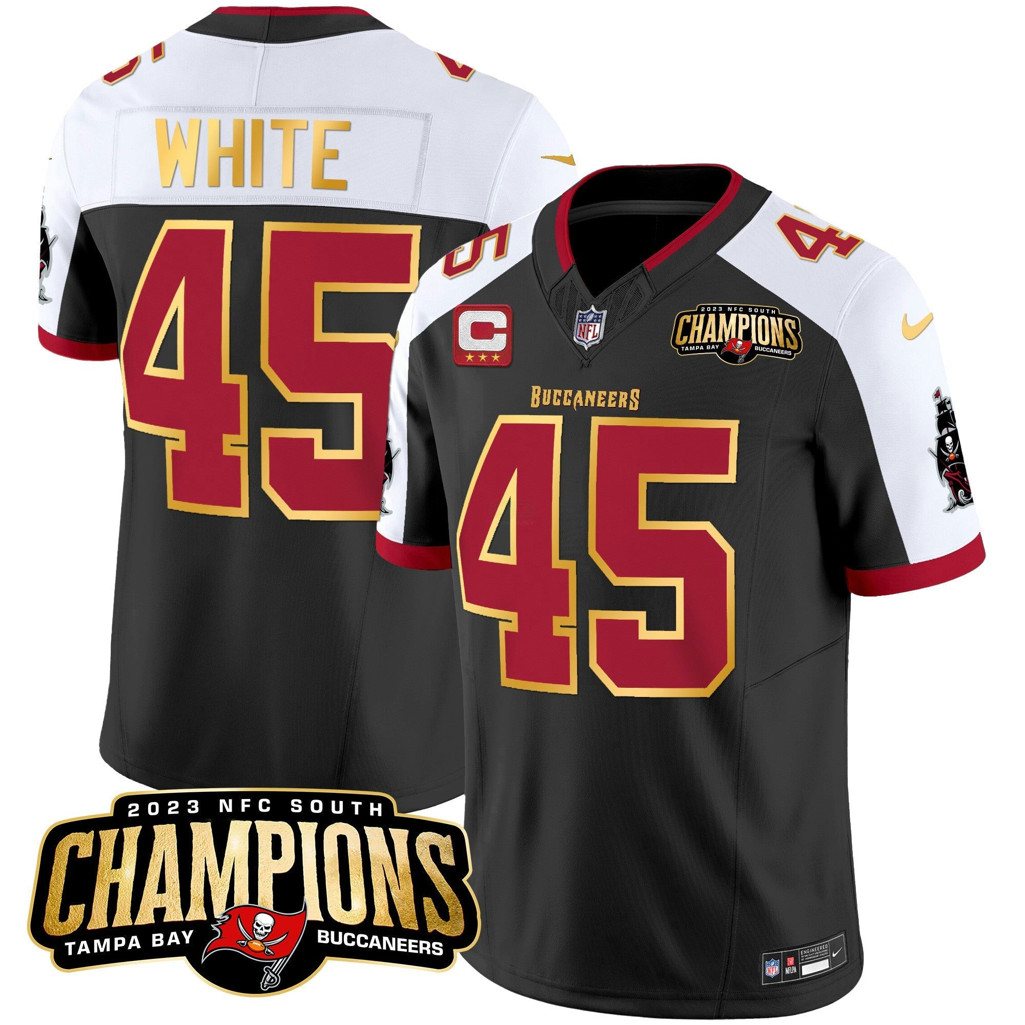 Camisa NFL Men’s 2023 NFC South Champions Patch Dourada Trim Vapor Jersey