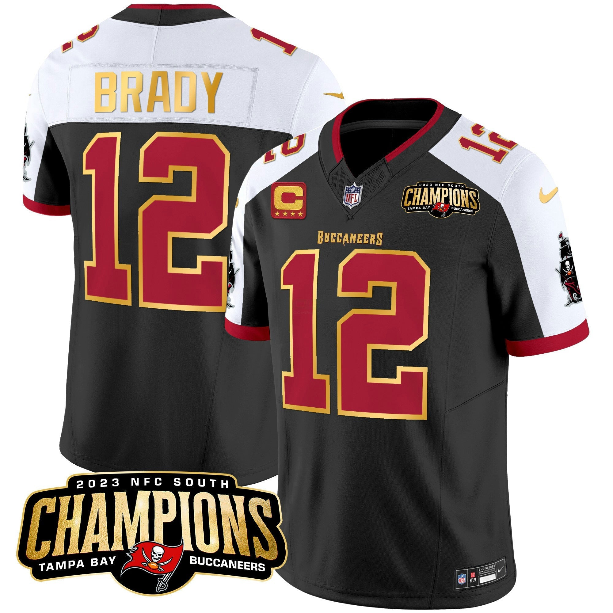Camisa NFL Men’s 2023 NFC South Champions Patch Dourada Trim Vapor Jersey