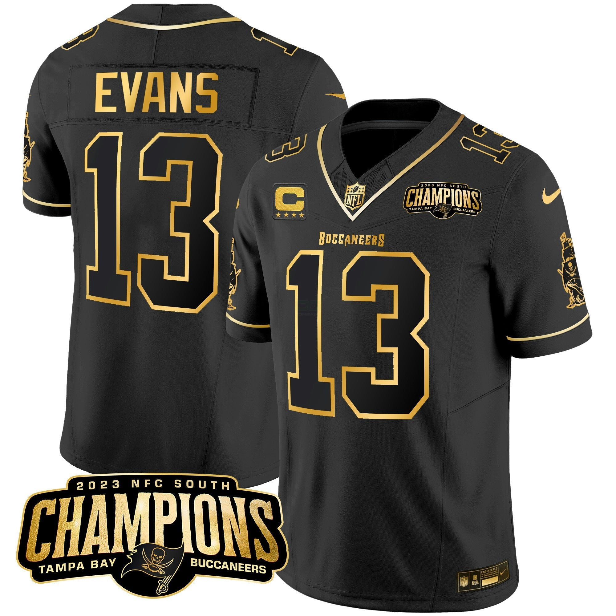 Camisa NFL Men’s 2023 NFC South Champions Patch Dourada Vapor Jersey