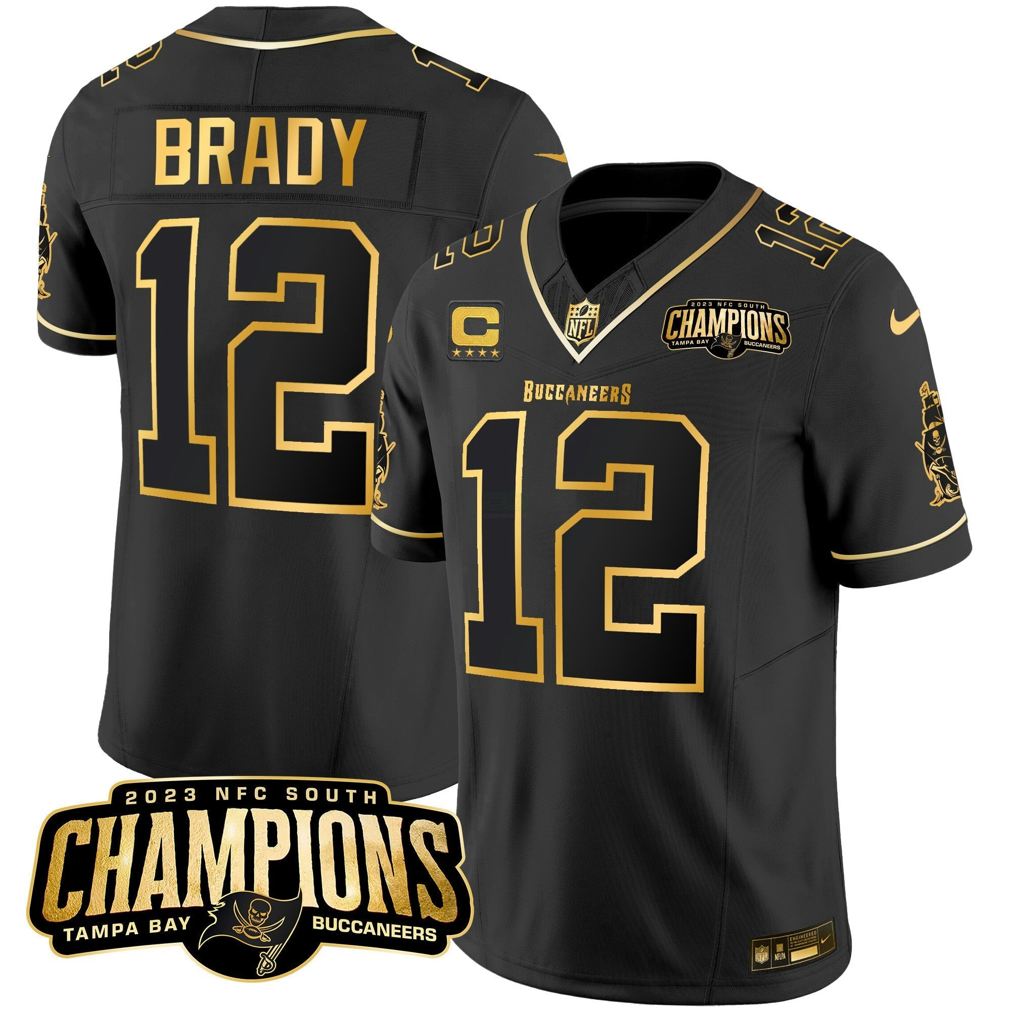 Camisa NFL Men’s 2023 NFC South Champions Patch Dourada Vapor Jersey