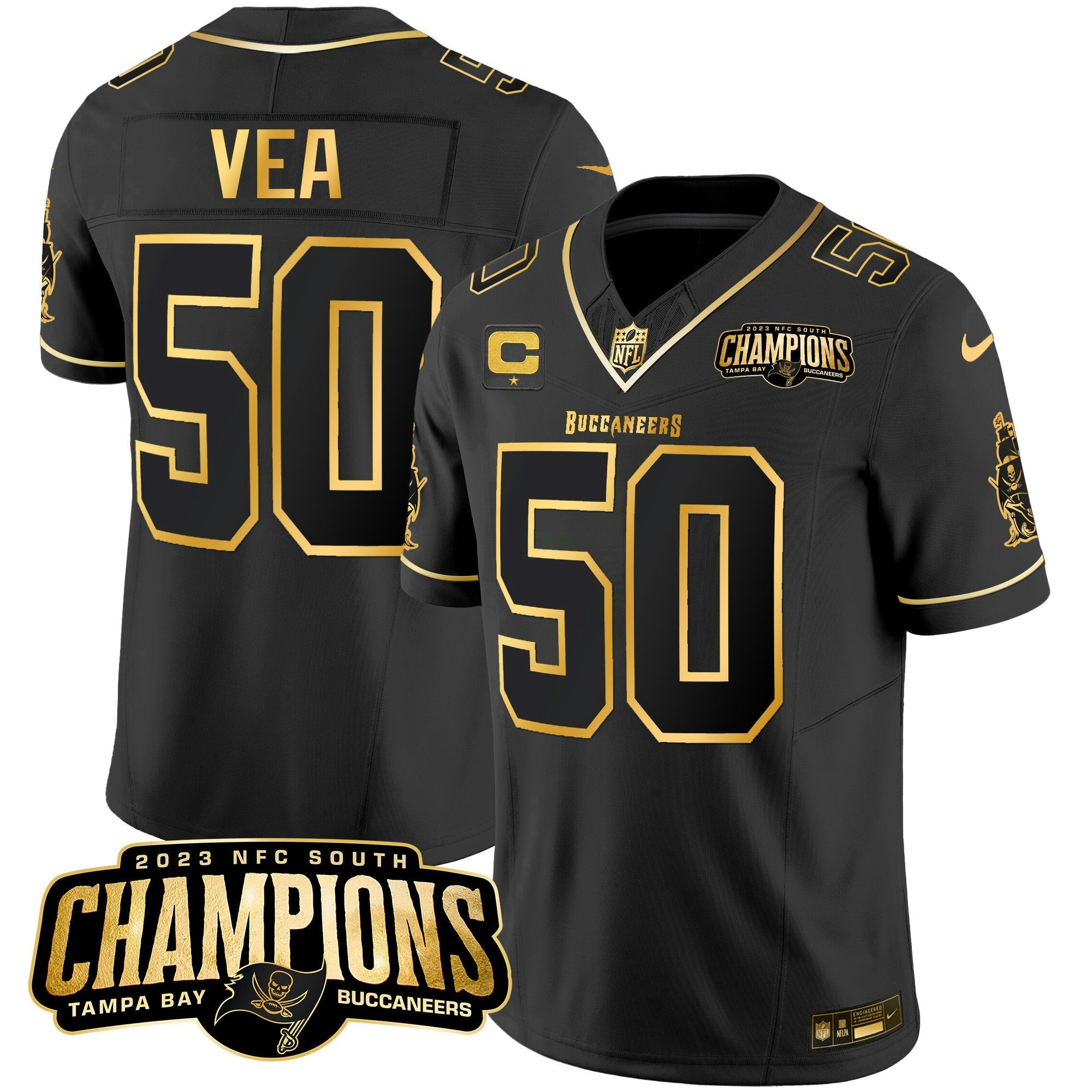 Camisa NFL Men’s 2023 NFC South Champions Patch Dourada Vapor Jersey