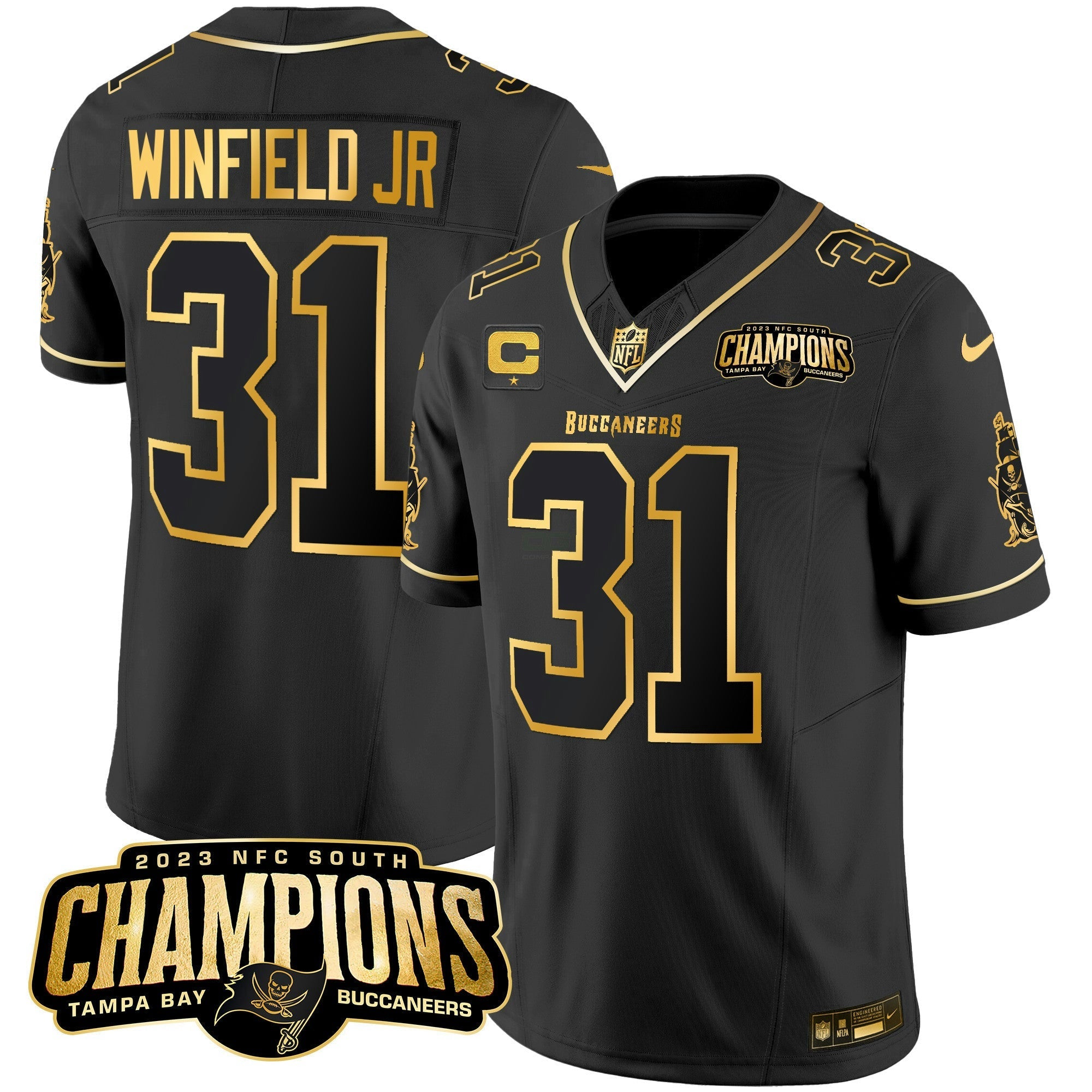 Camisa NFL Men’s 2023 NFC South Champions Patch Dourada Vapor Jersey