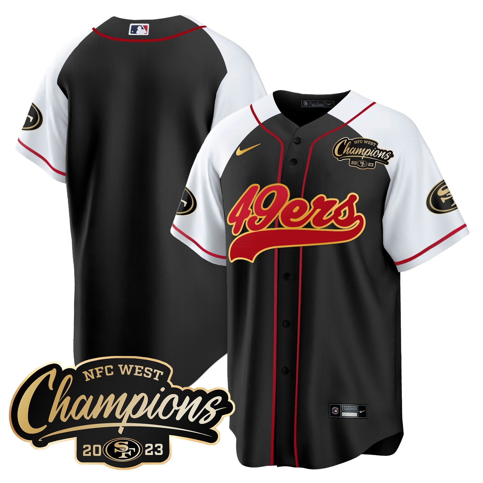 Camisa NFL Men’s 2023 NFC West Champions Baseball Gold Trim Jersey