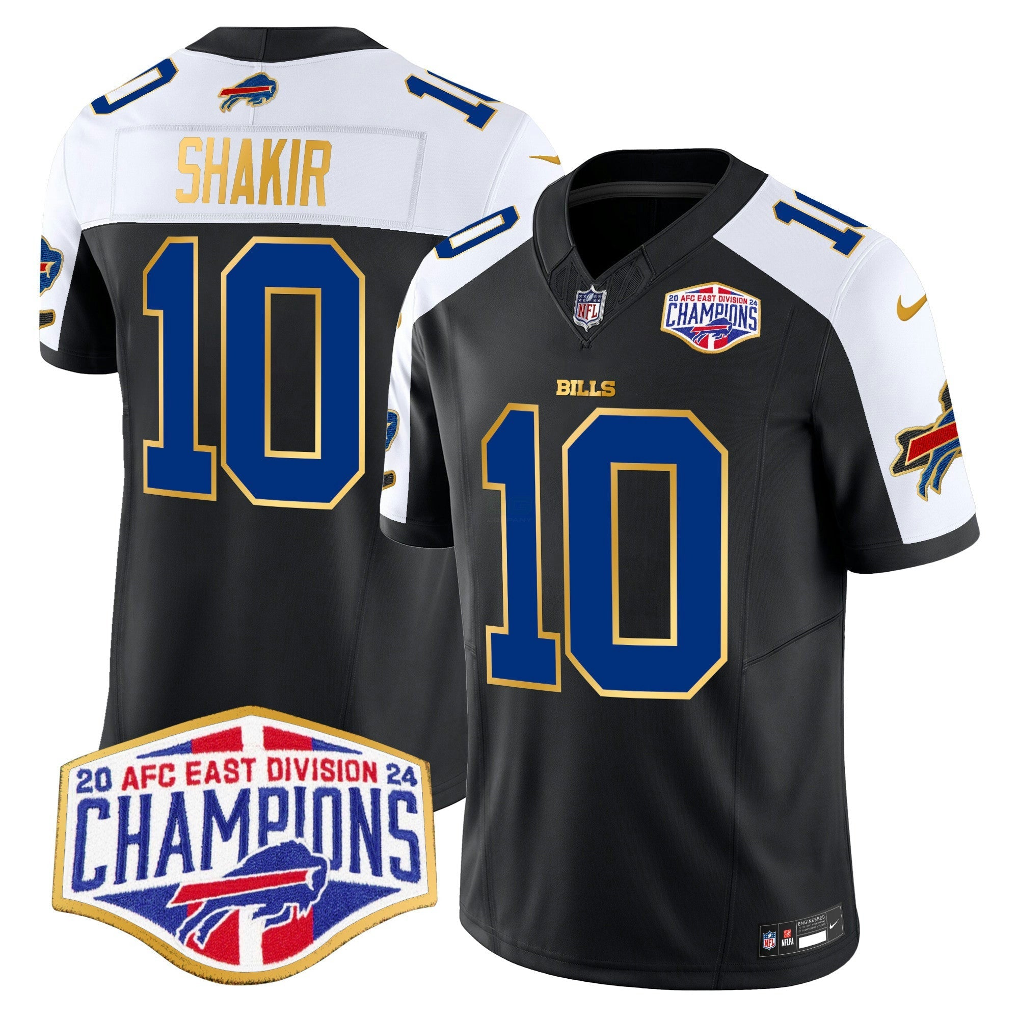 Camisa NFL Men’s 2024 AFC East Division Champions Dourada Trim Vapor Limited Jersey