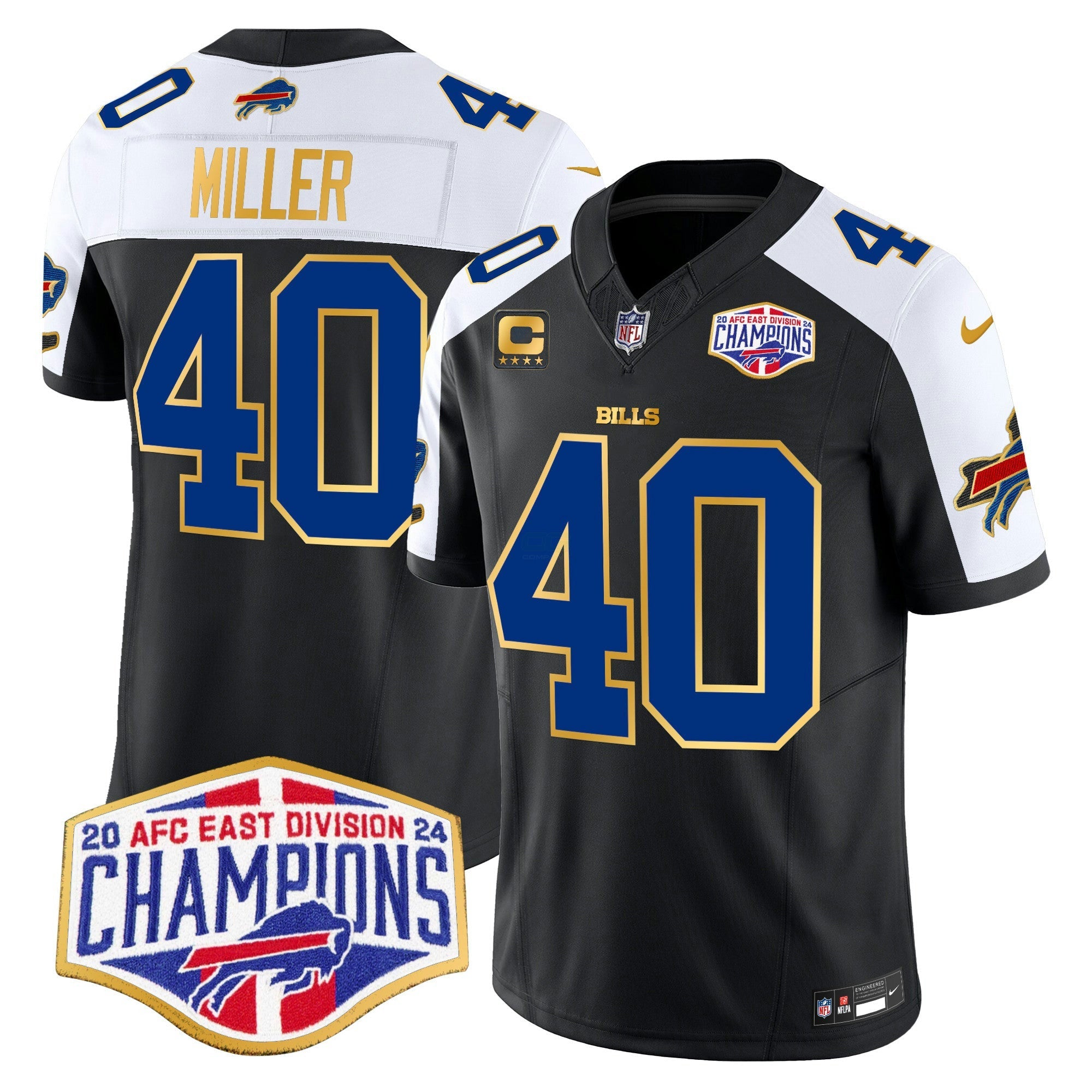 Camisa NFL Men’s 2024 AFC East Division Champions Dourada Trim Vapor Limited Jersey