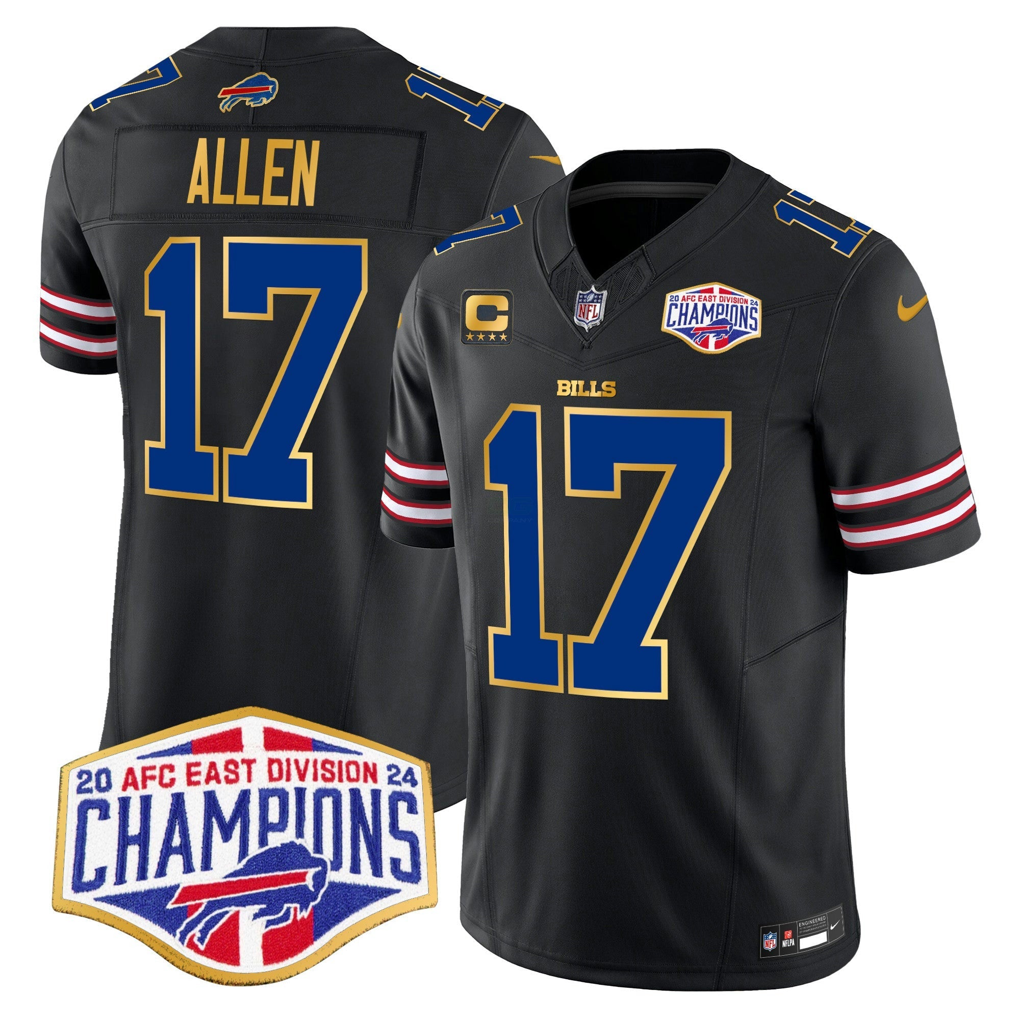 Camisa NFL Men’s 2024 AFC East Division Champions Dourada Trim Vapor Limited Jersey