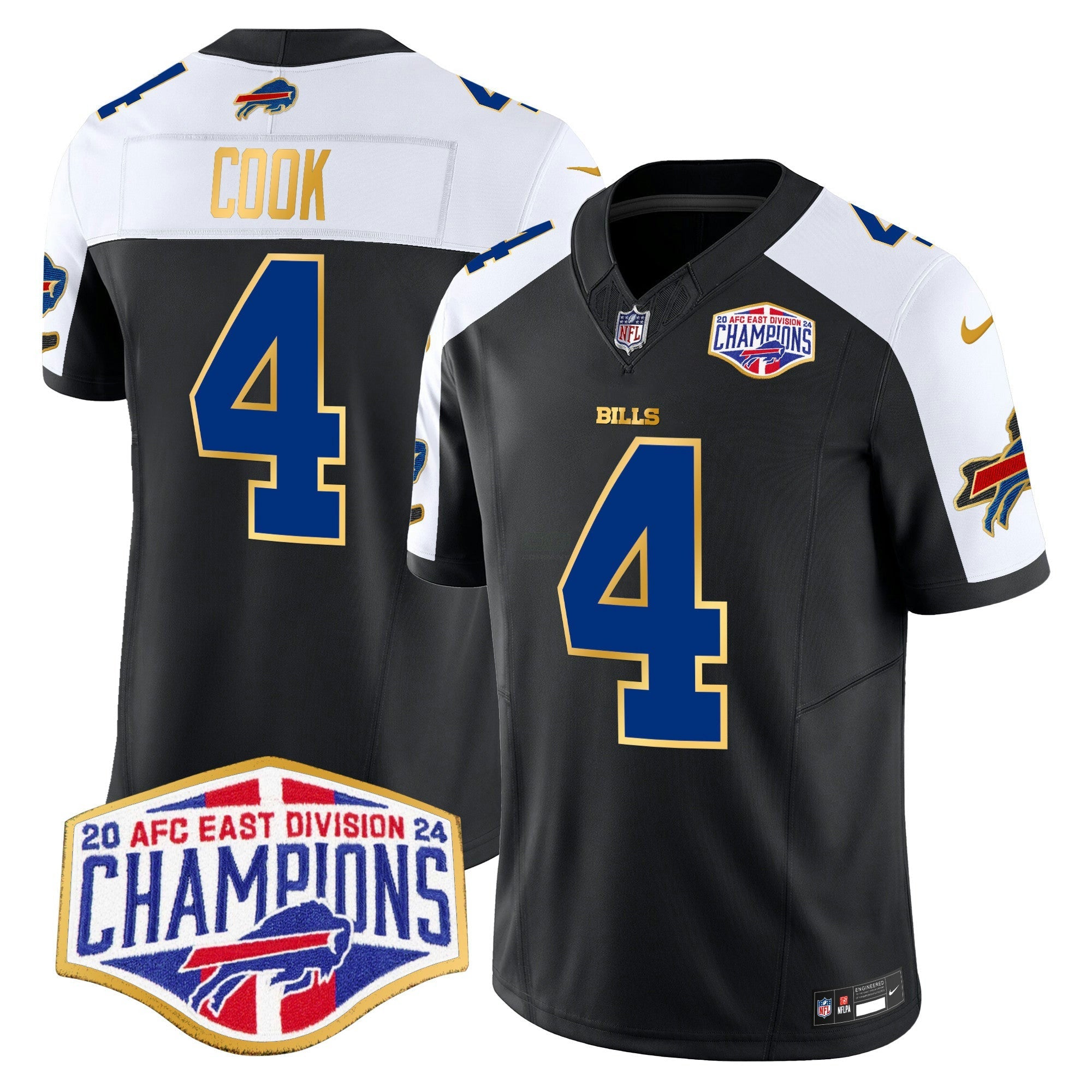 Camisa NFL Men’s 2024 AFC East Division Champions Dourada Trim Vapor Limited Jersey