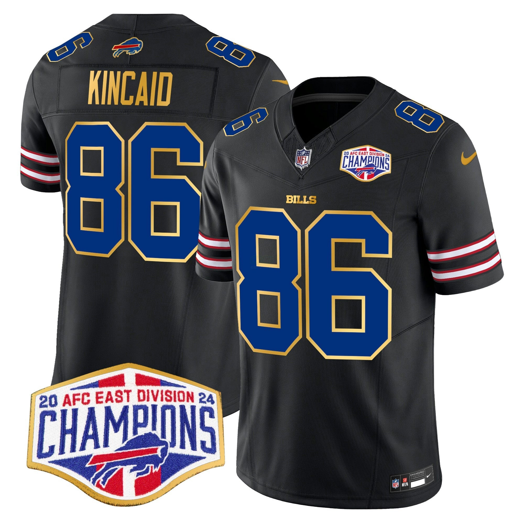 Camisa NFL Men’s 2024 AFC East Division Champions Dourada Trim Vapor Limited Jersey