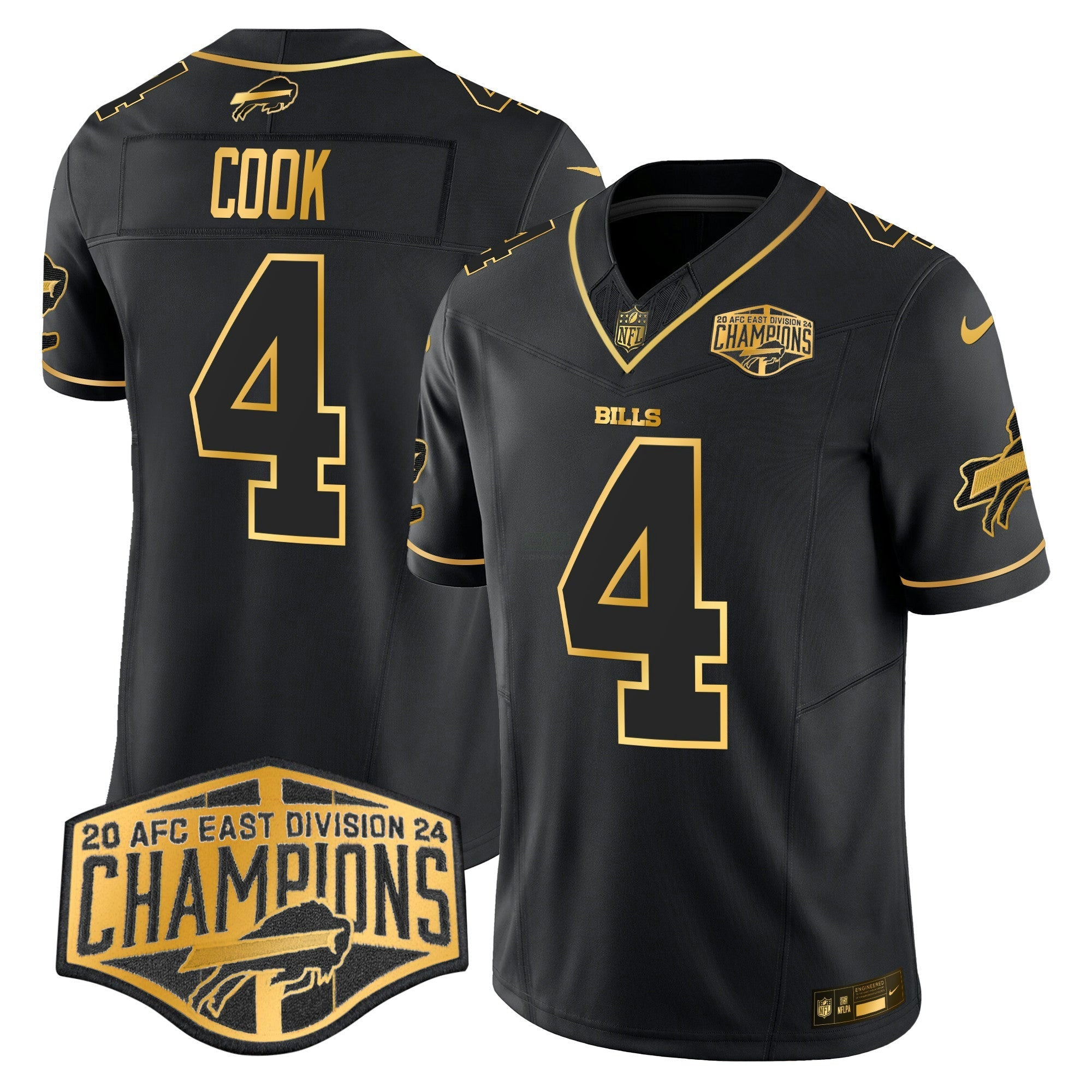 Camisa NFL Men’s 2024 AFC East Division Champions Dourada Vapor Limited Jersey