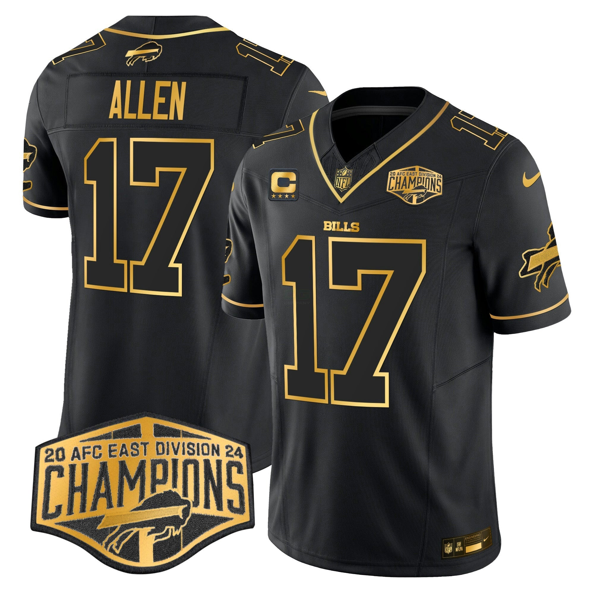 Camisa NFL Men’s 2024 AFC East Division Champions Dourada Vapor Limited Jersey