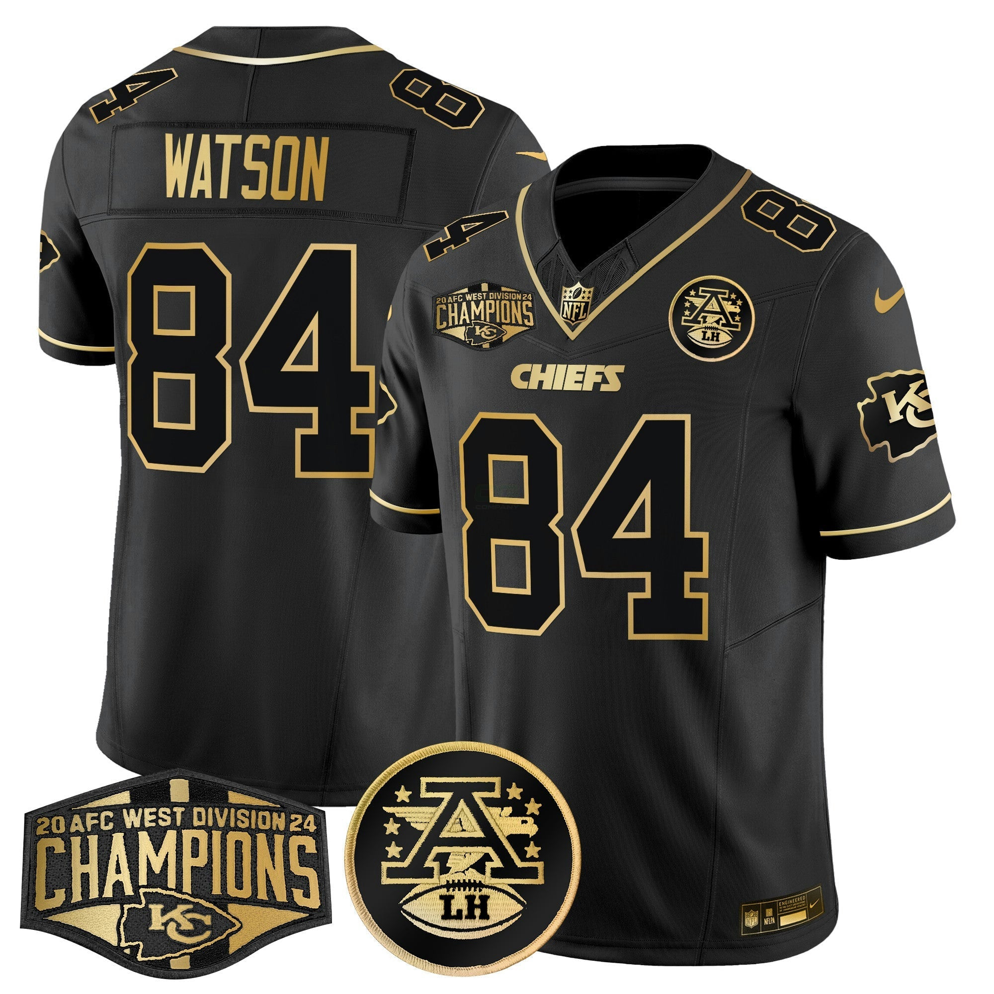 Camisa NFL Men’s 2024 AFC West Division Champions Patch Dourada Vapor Limited Jersey