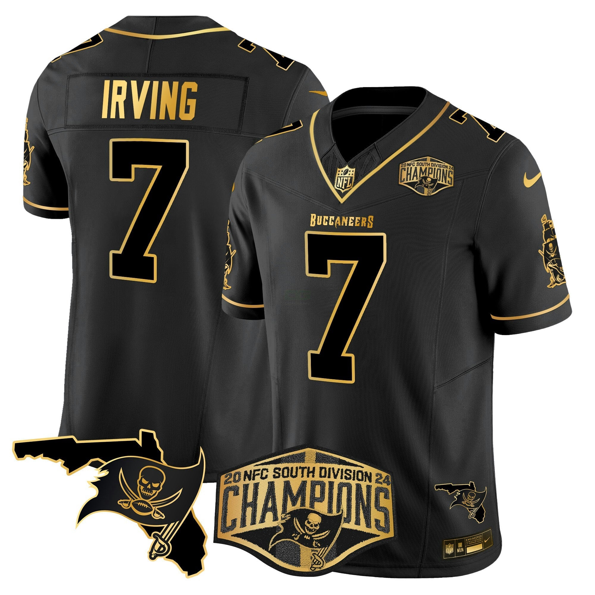 Camisa NFL Men’s 2024 NFC South Division Champions Patch Dourada Vapor Limited Jersey
