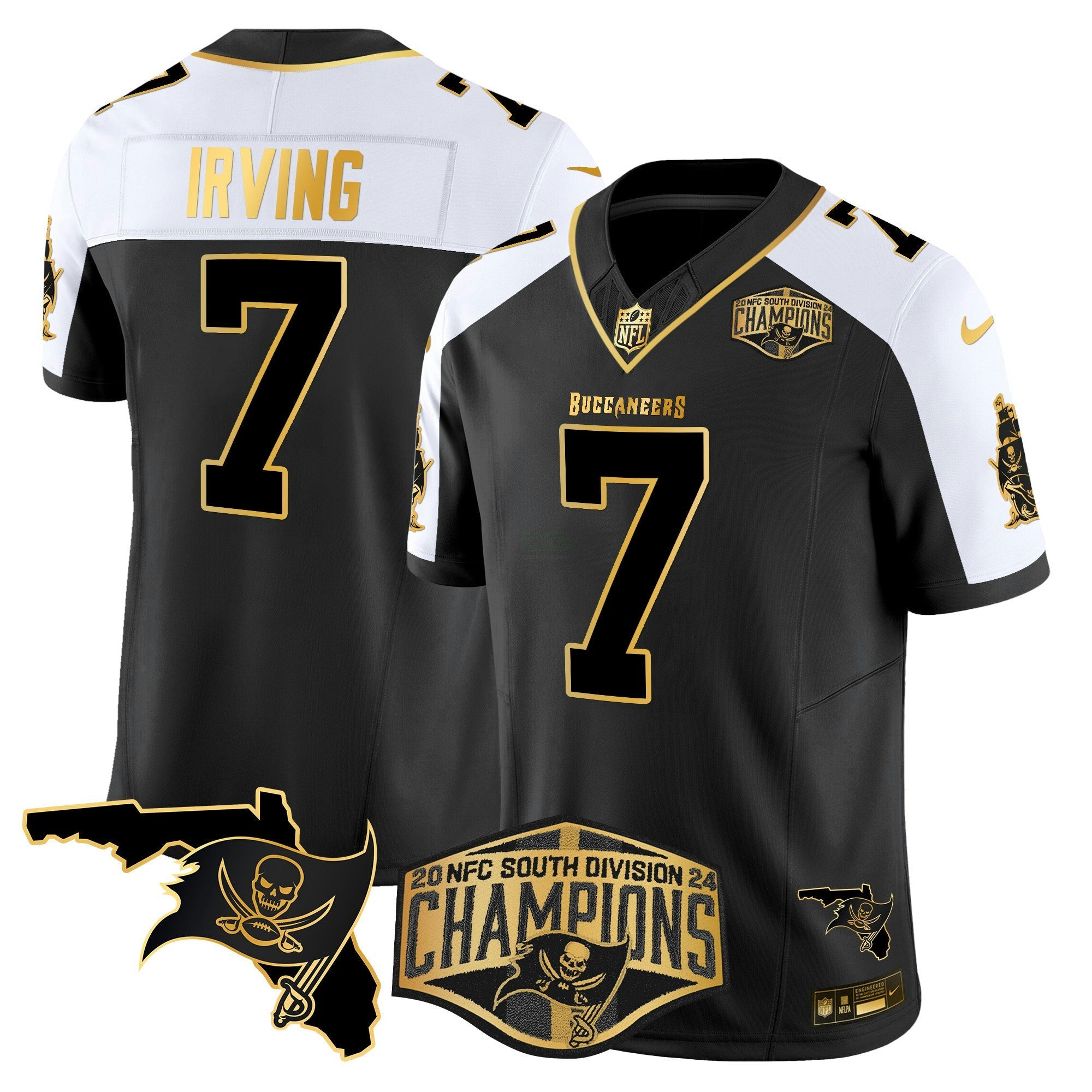 Camisa NFL Men’s 2024 NFC South Division Champions Patch Dourada Vapor Limited Jersey