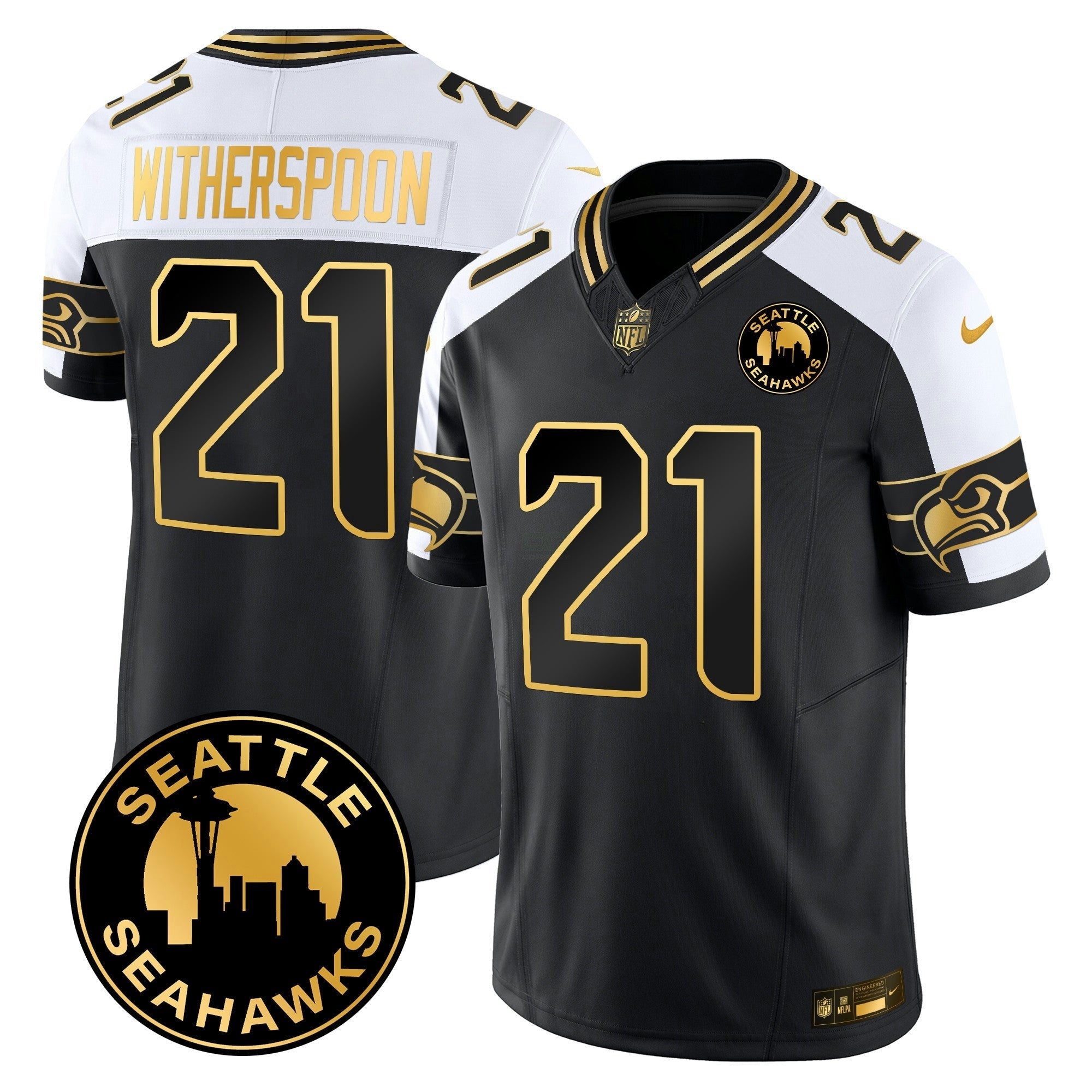 Camisa NFL Men’s 2025 Seattle City Patch Dourada Vapor Limited Jersey