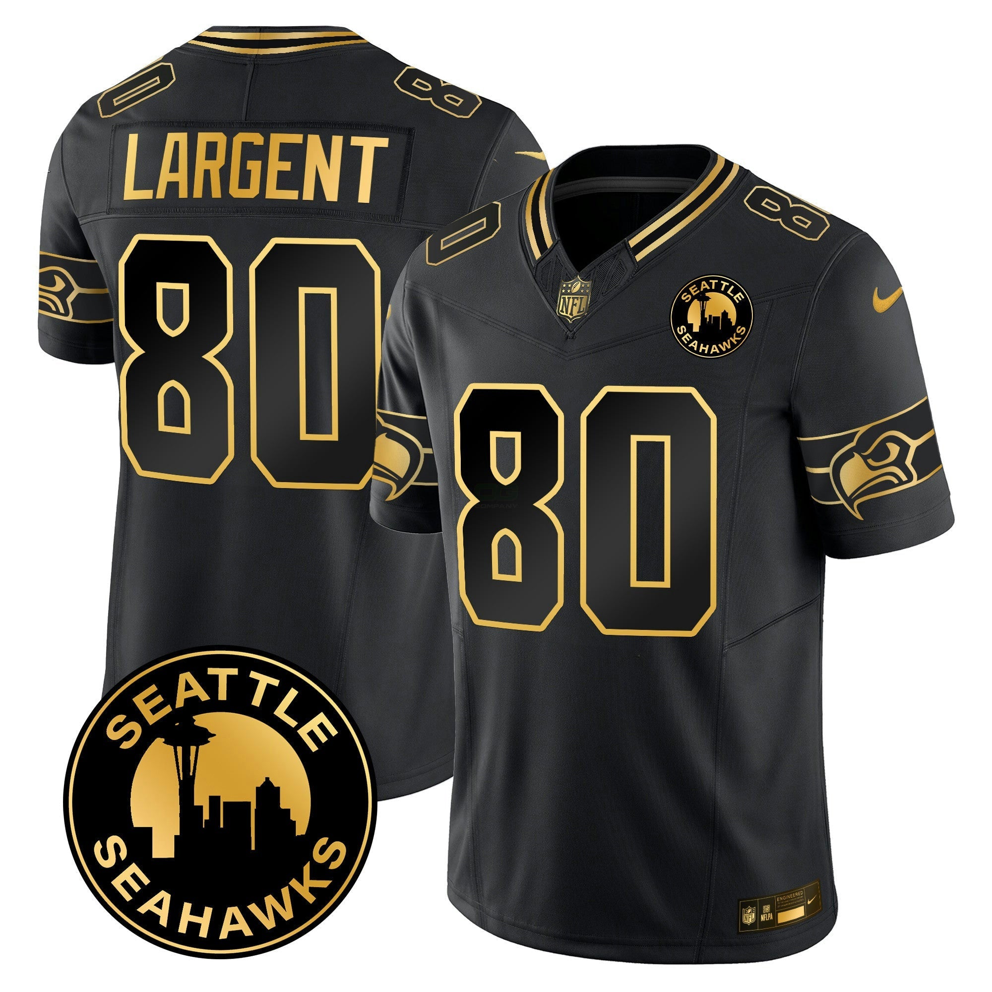 Camisa NFL Men’s 2025 Seattle City Patch Dourada Vapor Limited Jersey