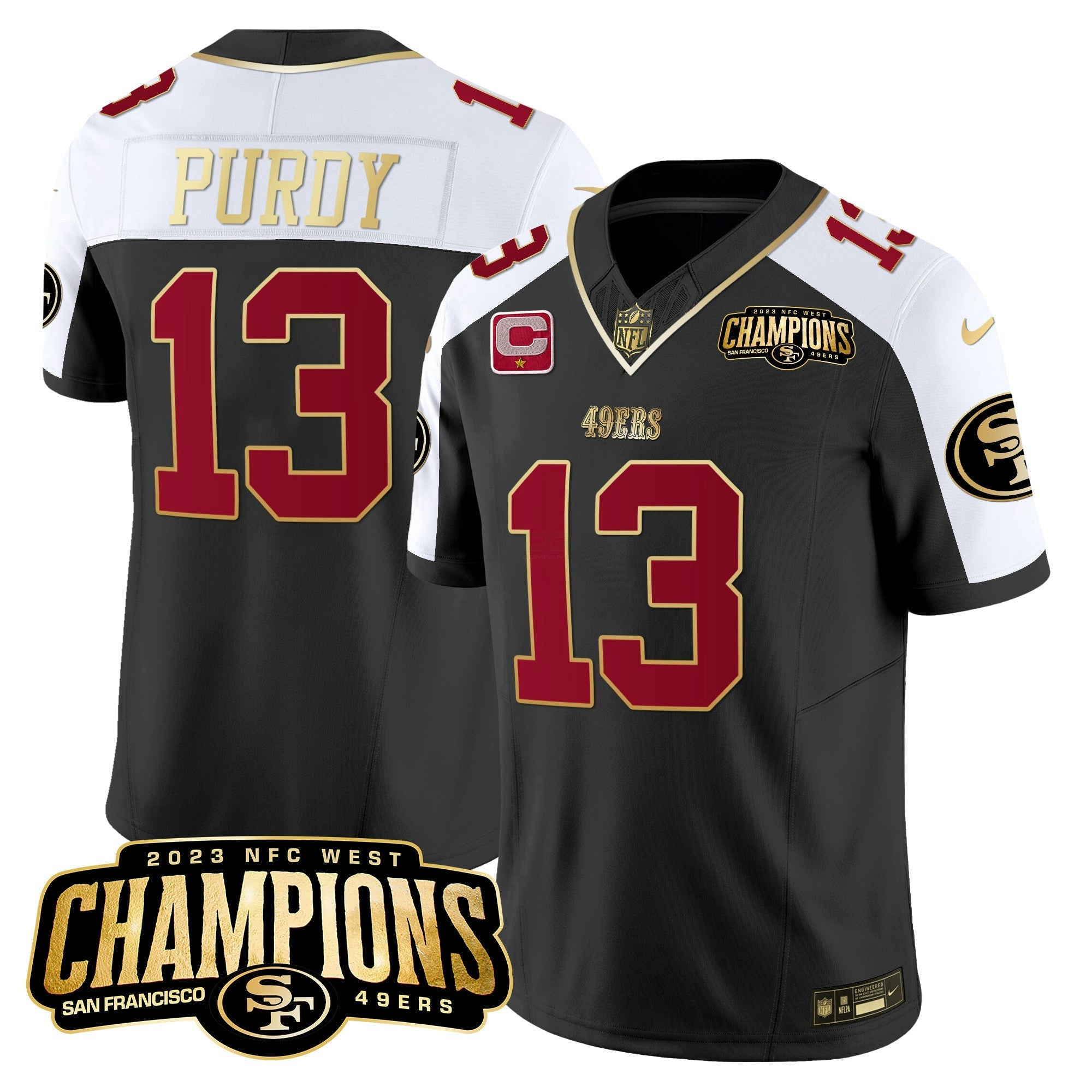 Camisa NFL Men’s 49ers 2023 NFC West Champions Patch Vapor Jersey V2