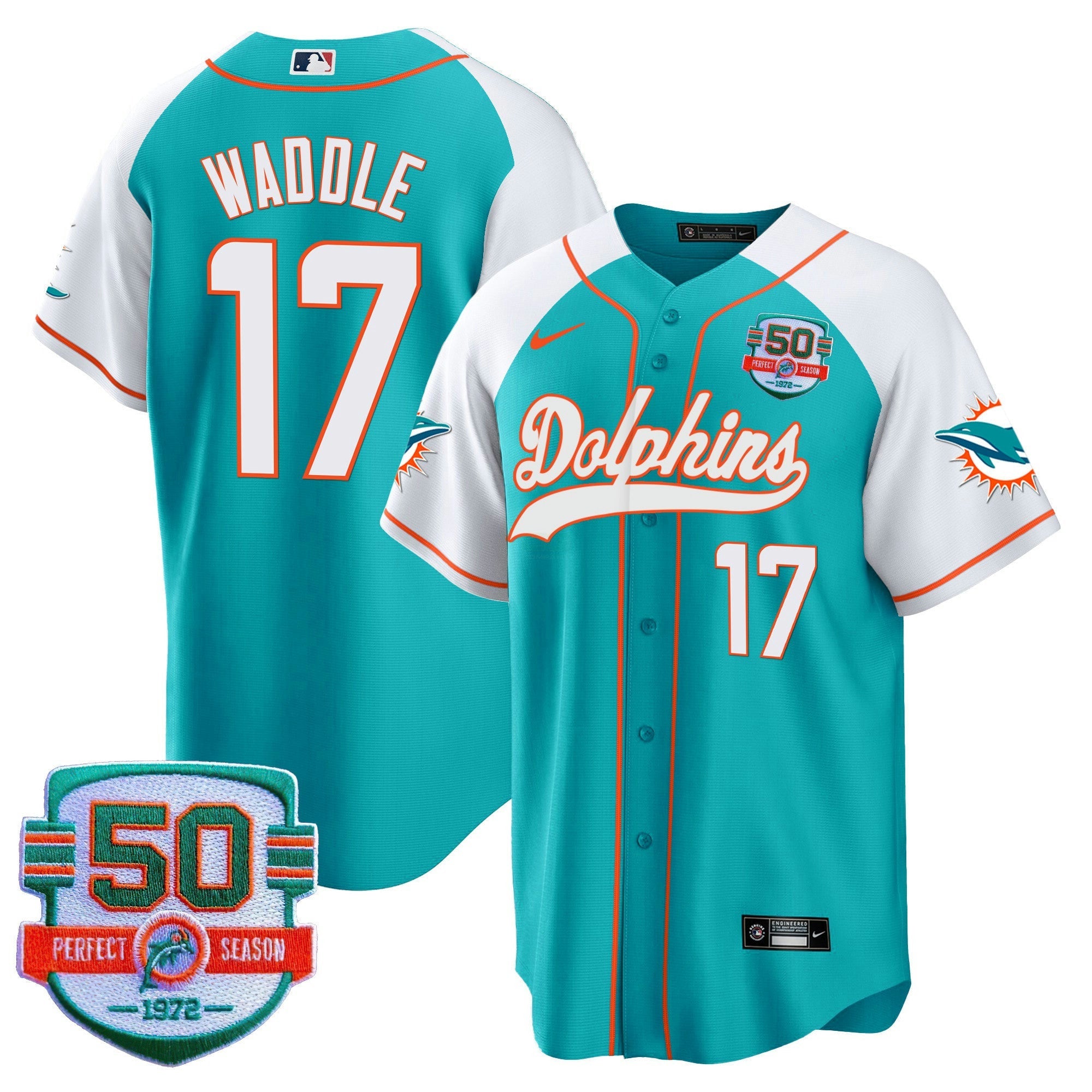 Camisa NFL Men’s 50th 1972 Perfect Season Patch Jersey