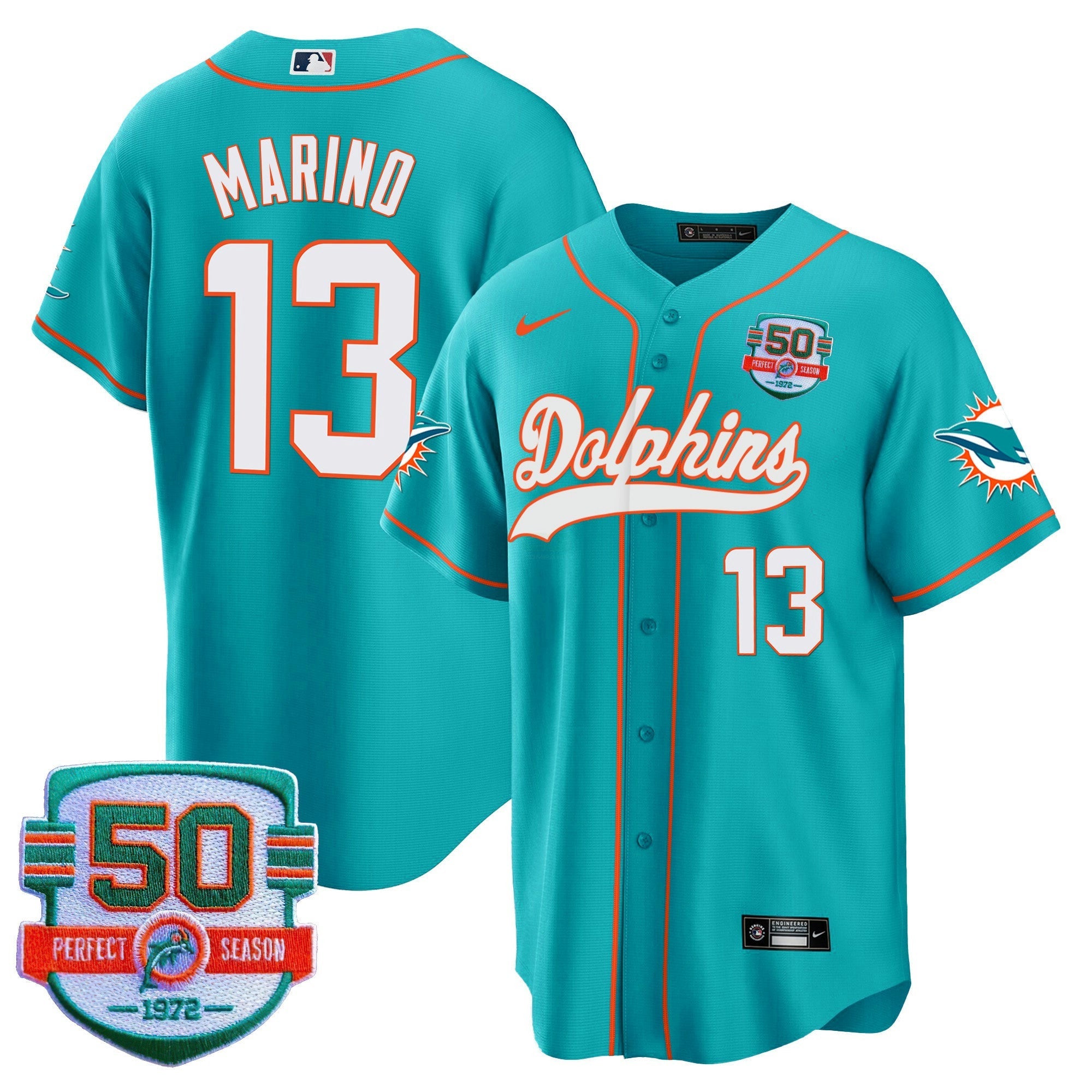 Camisa NFL Men’s 50th 1972 Perfect Season Patch Jersey