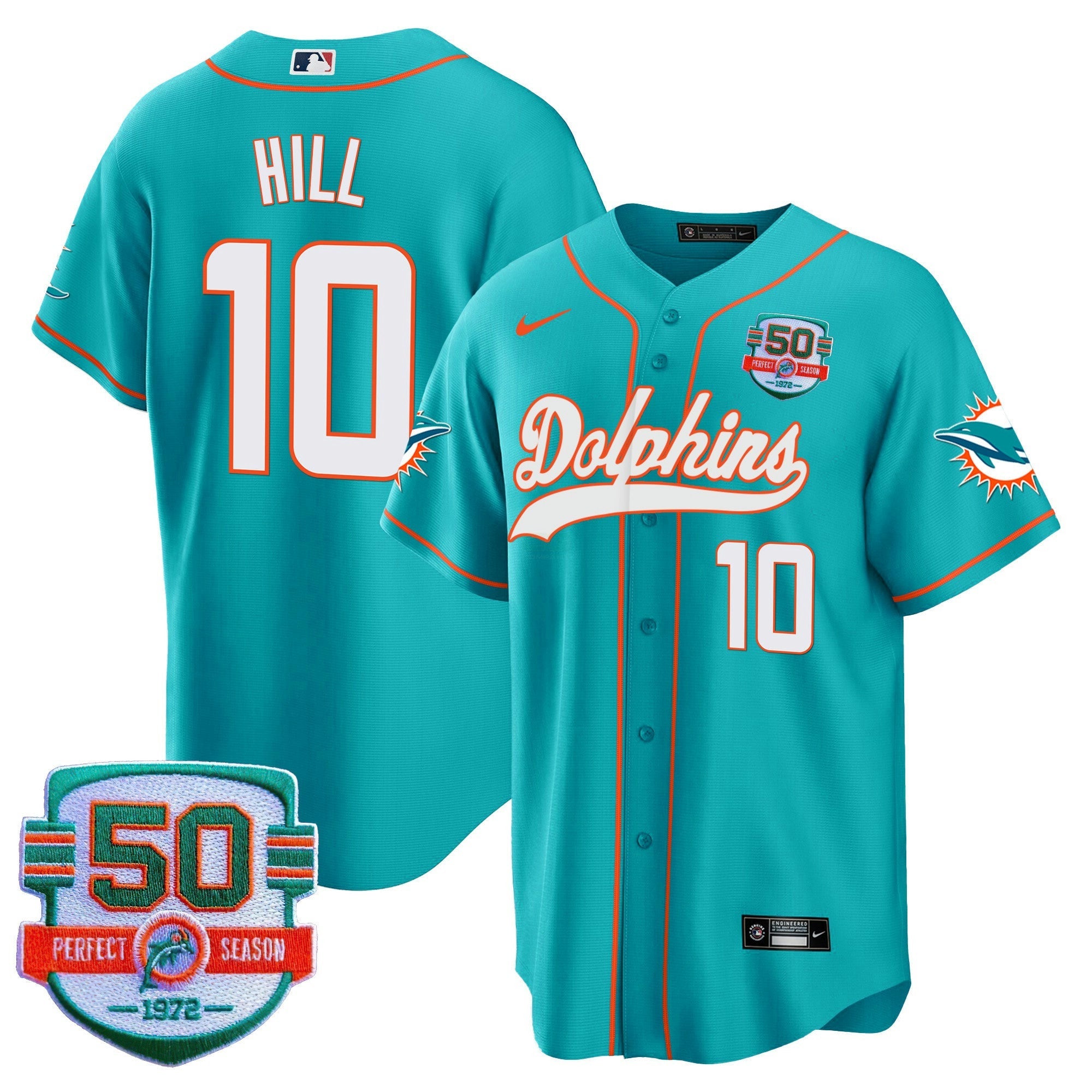 Camisa NFL Men’s 50th 1972 Perfect Season Patch Jersey