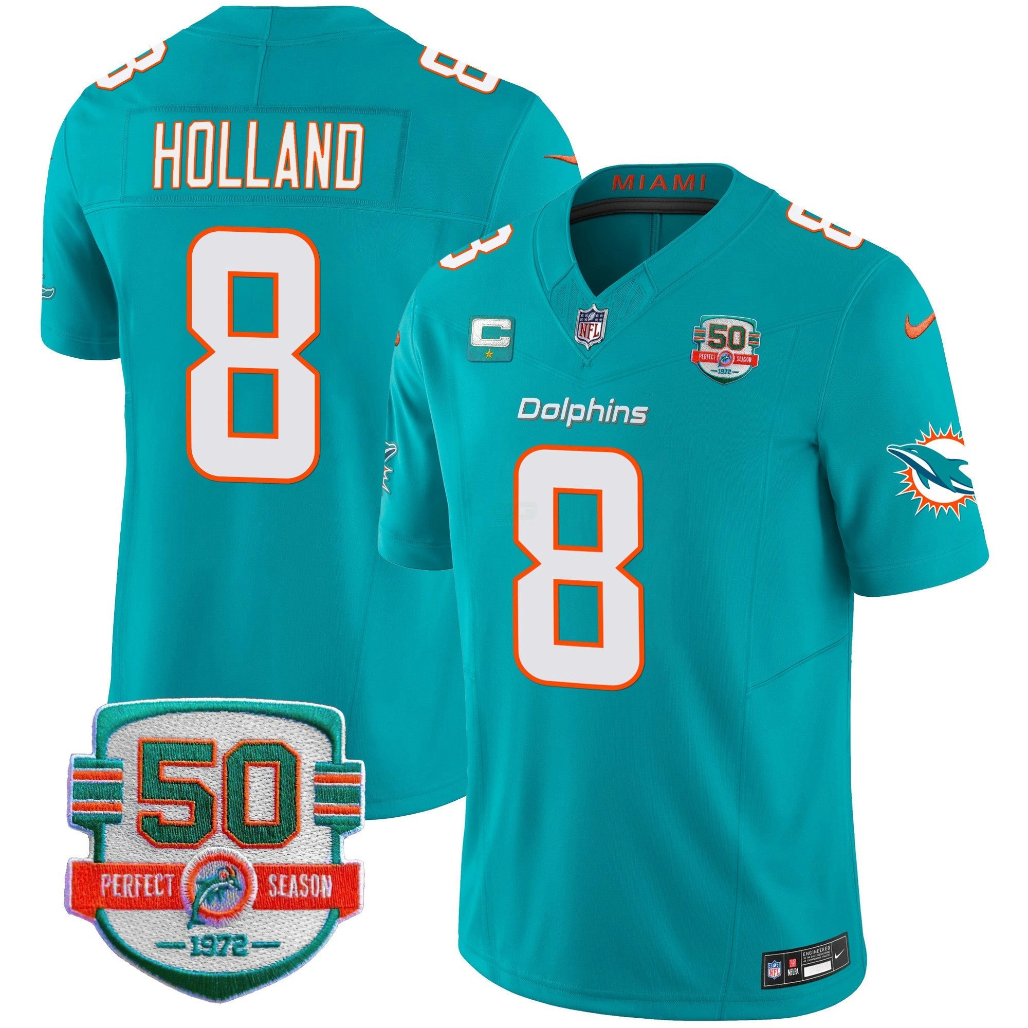 Camisa NFL Men’s 50th 1972 Perfect Season Patch Vapor Jersey