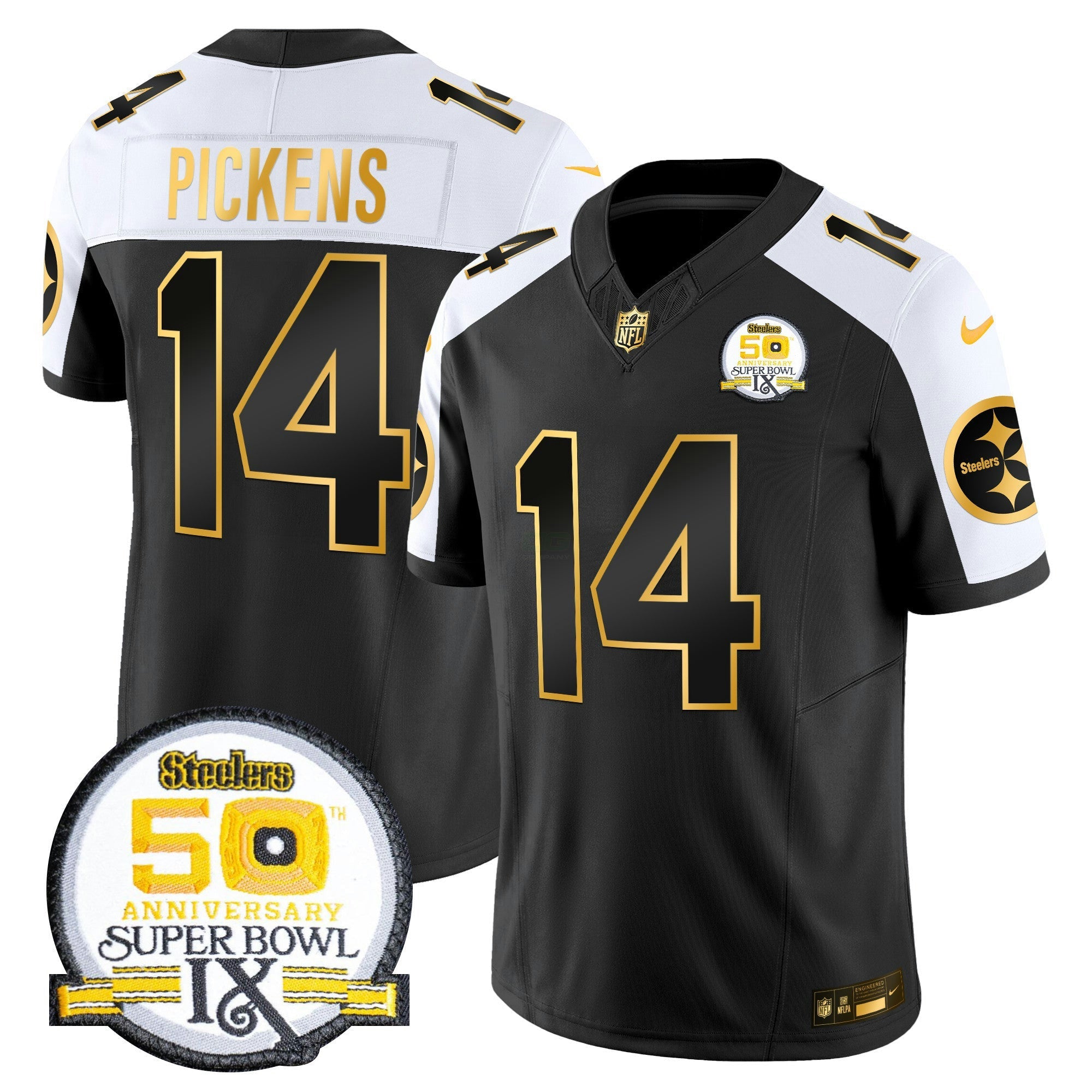 Camisa NFL Men’s 50th Anniversary of Super Bowl IX Patch Dourada Vapor Limited Jersey