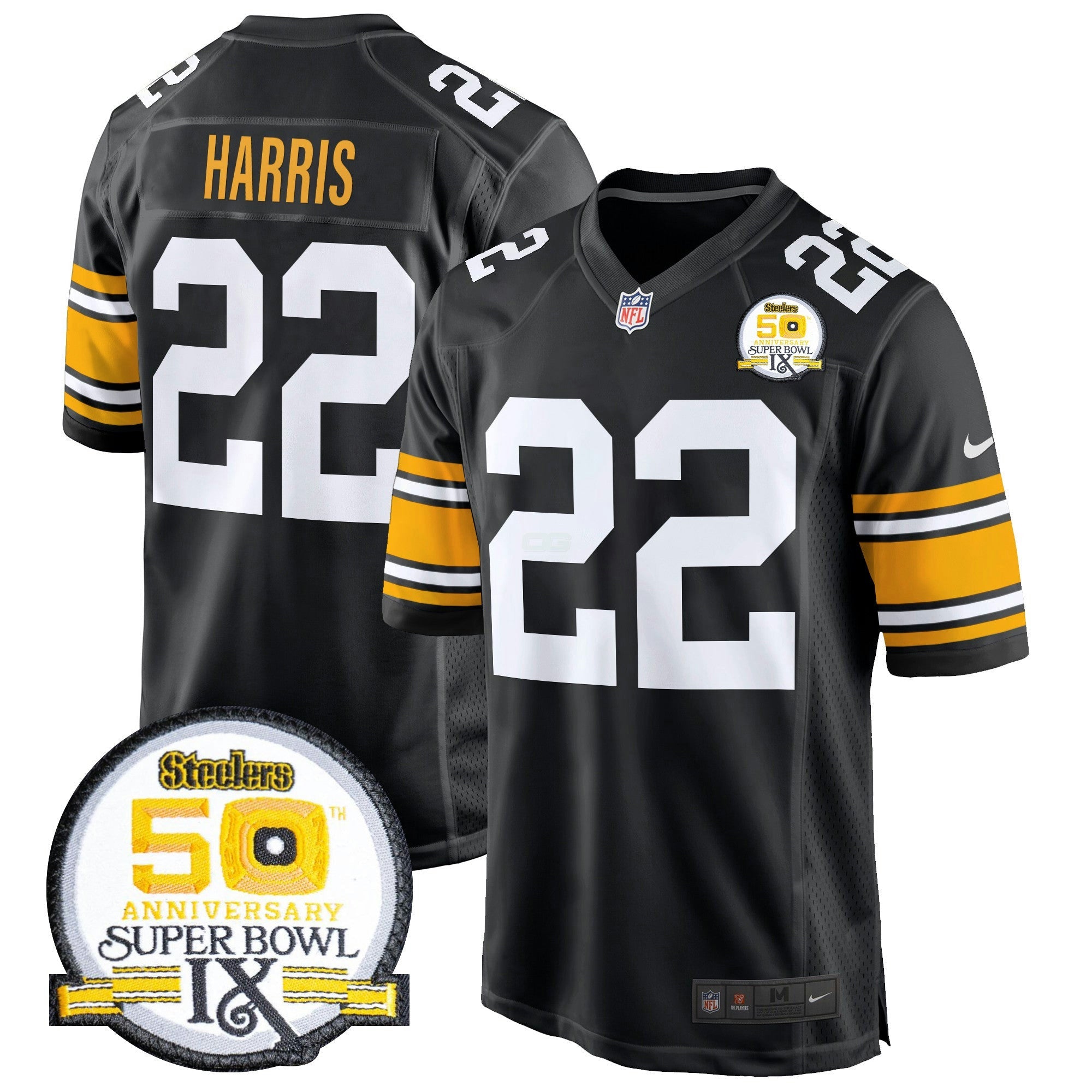Camisa NFL Men’s 50th Anniversary Of Super Bowl IX Patch Game Jersey
