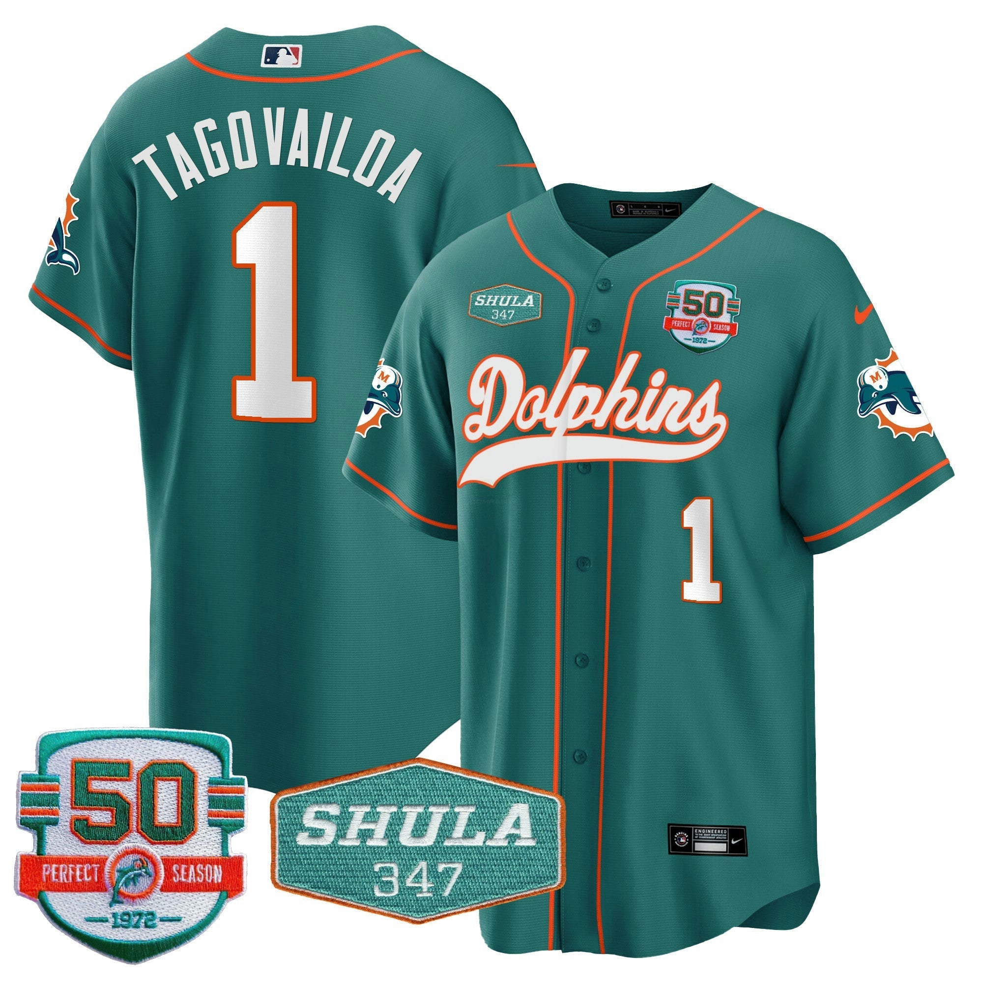 Camisa NFL Men’s 50th & Don Shula 347 Memorial Patch Jersey
