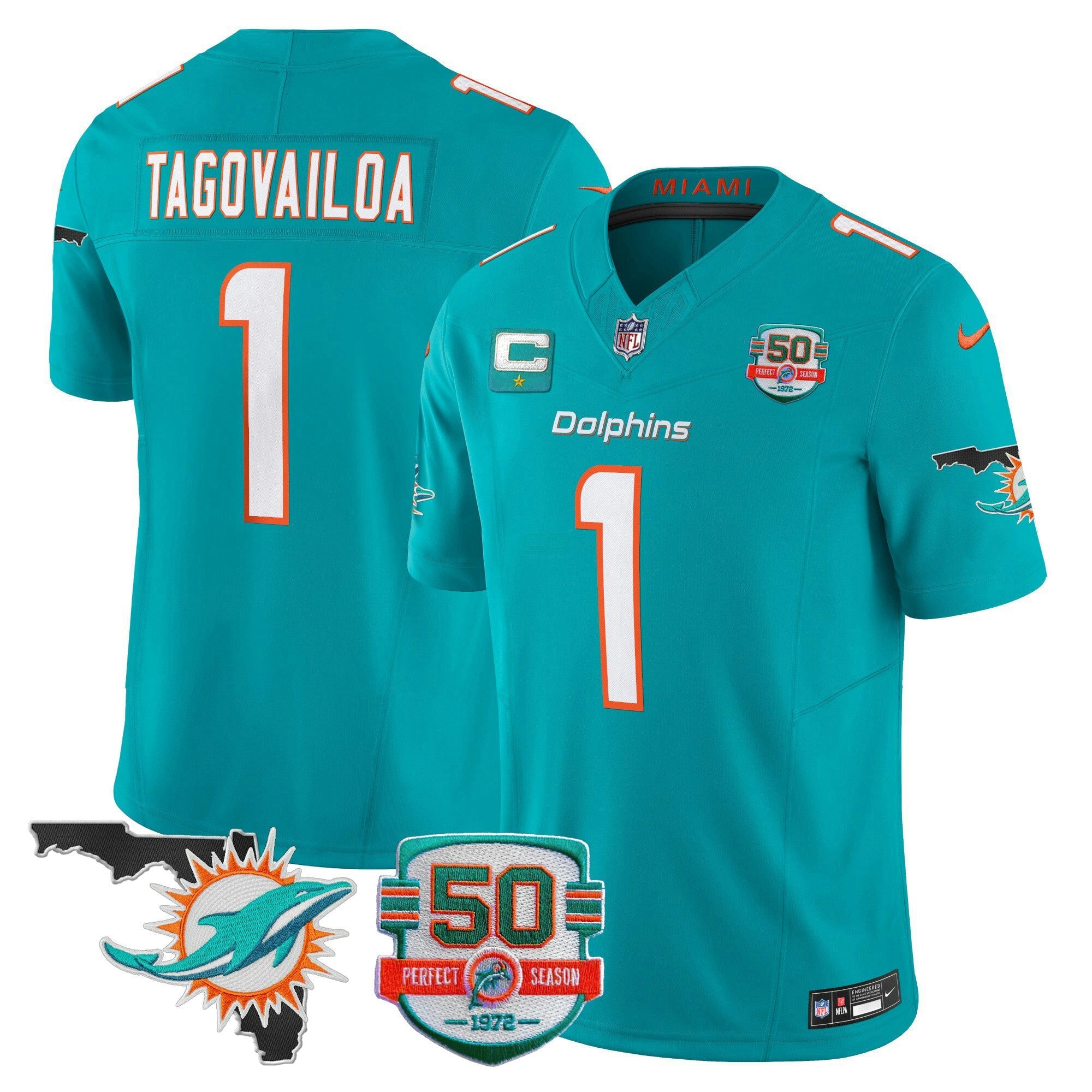 Camisa NFL Men’s 50th Perfect Season & Florida Patch Vapor Jersey