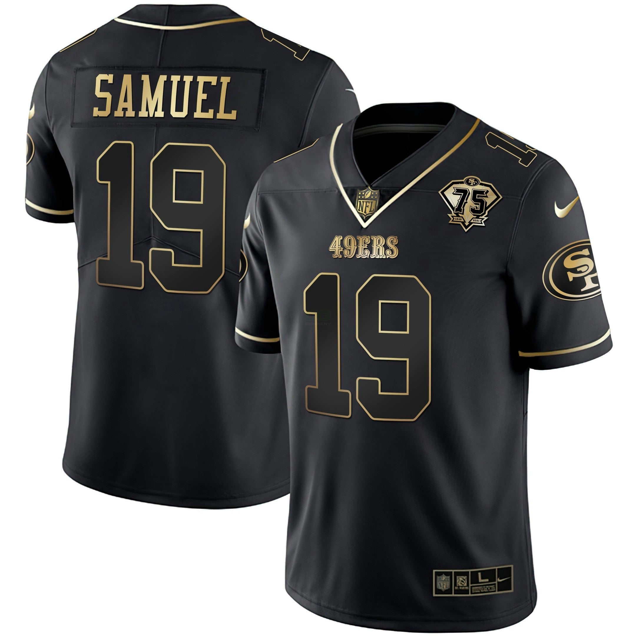 Camisa NFL Men’s 75th Anniversary Patch Branca Dourada & Preta Dourada