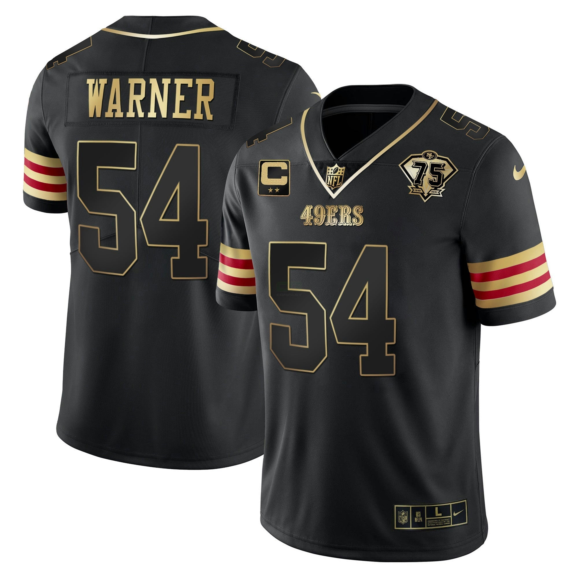 Camisa NFL Men’s 75th Anniversary Patch Vapor Dourada Jersey V2