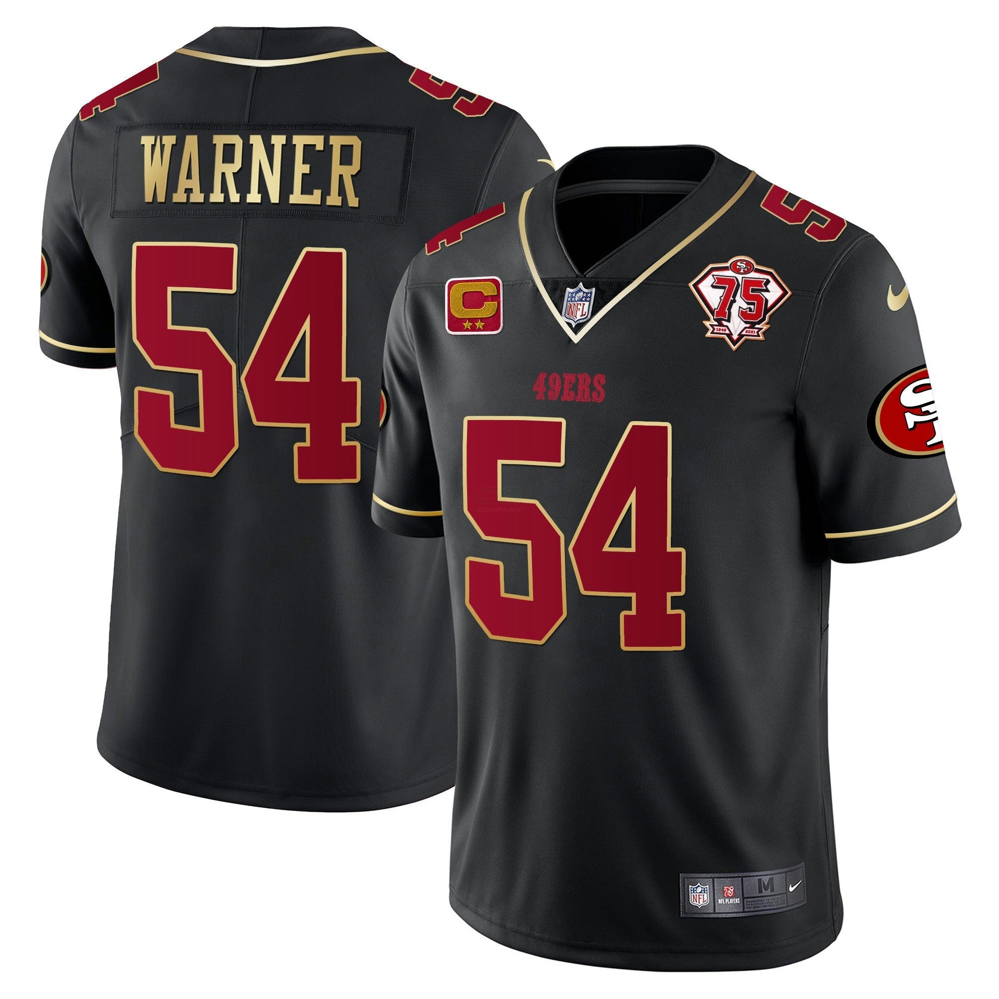 Camisa NFL Men’s 75th Anniversary Patch Vapor Dourada Trim Jersey V2