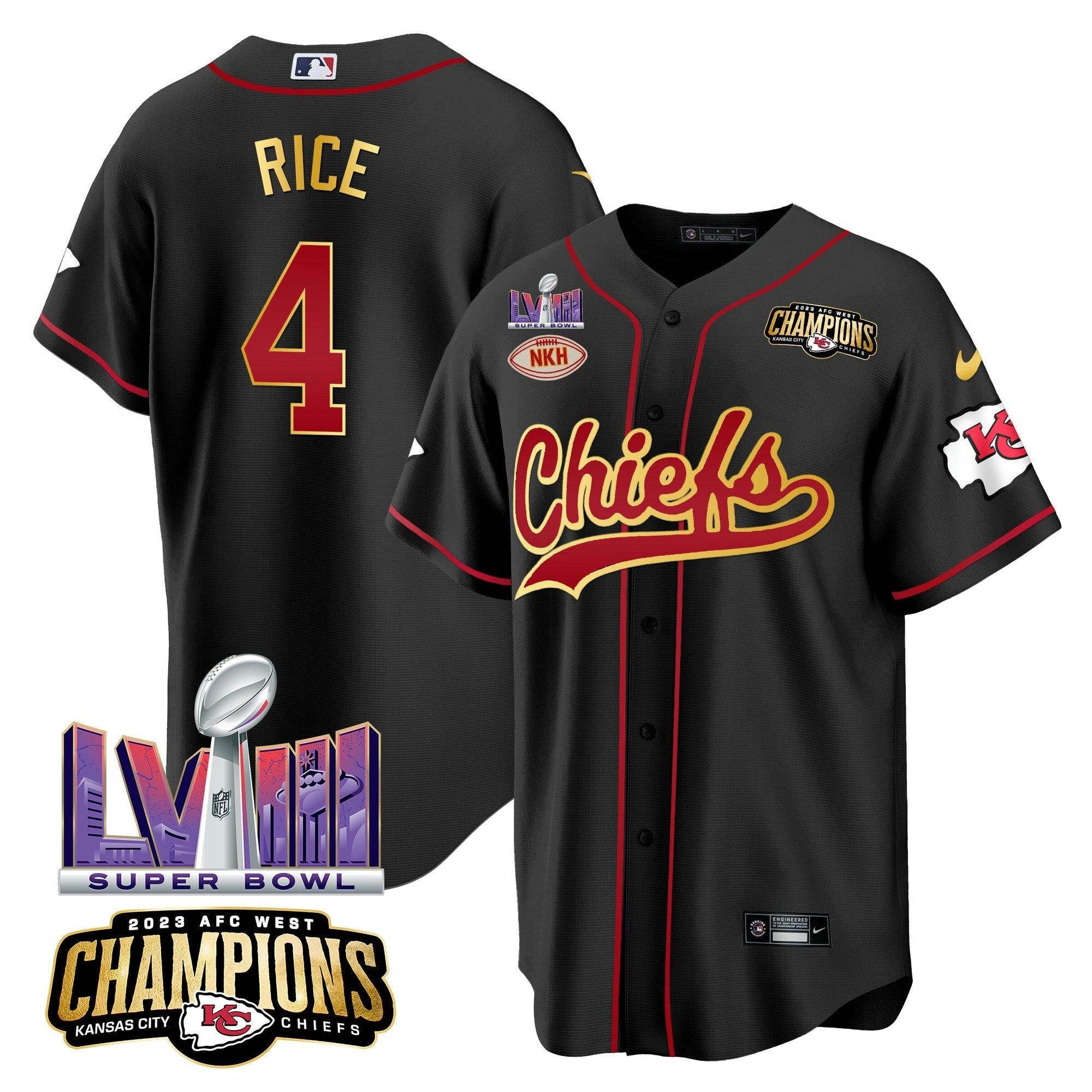Camisa NFL Men’s AFC West Champions & Super Bowl LVIII Patch Jersey