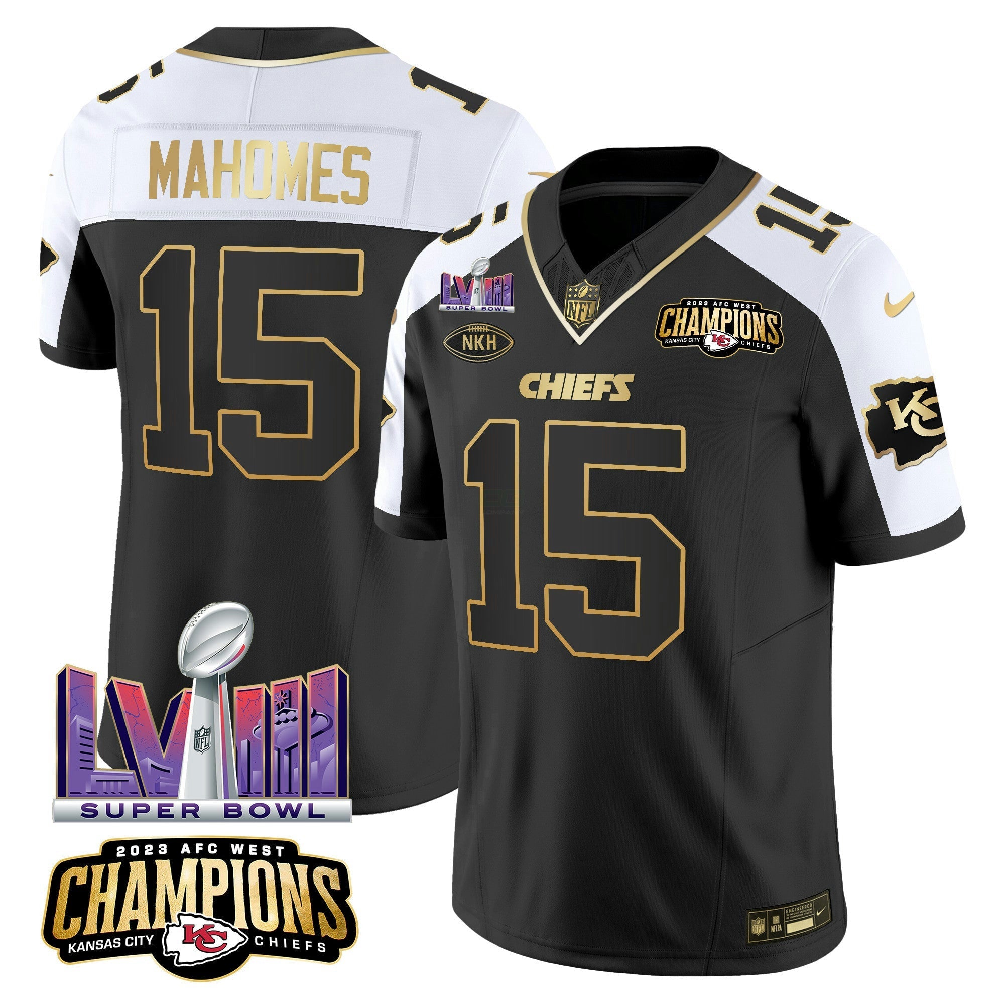 Camisa NFL Men’s AFC West Champions & Super Bowl LVIII Patch Vapor Jersey V2